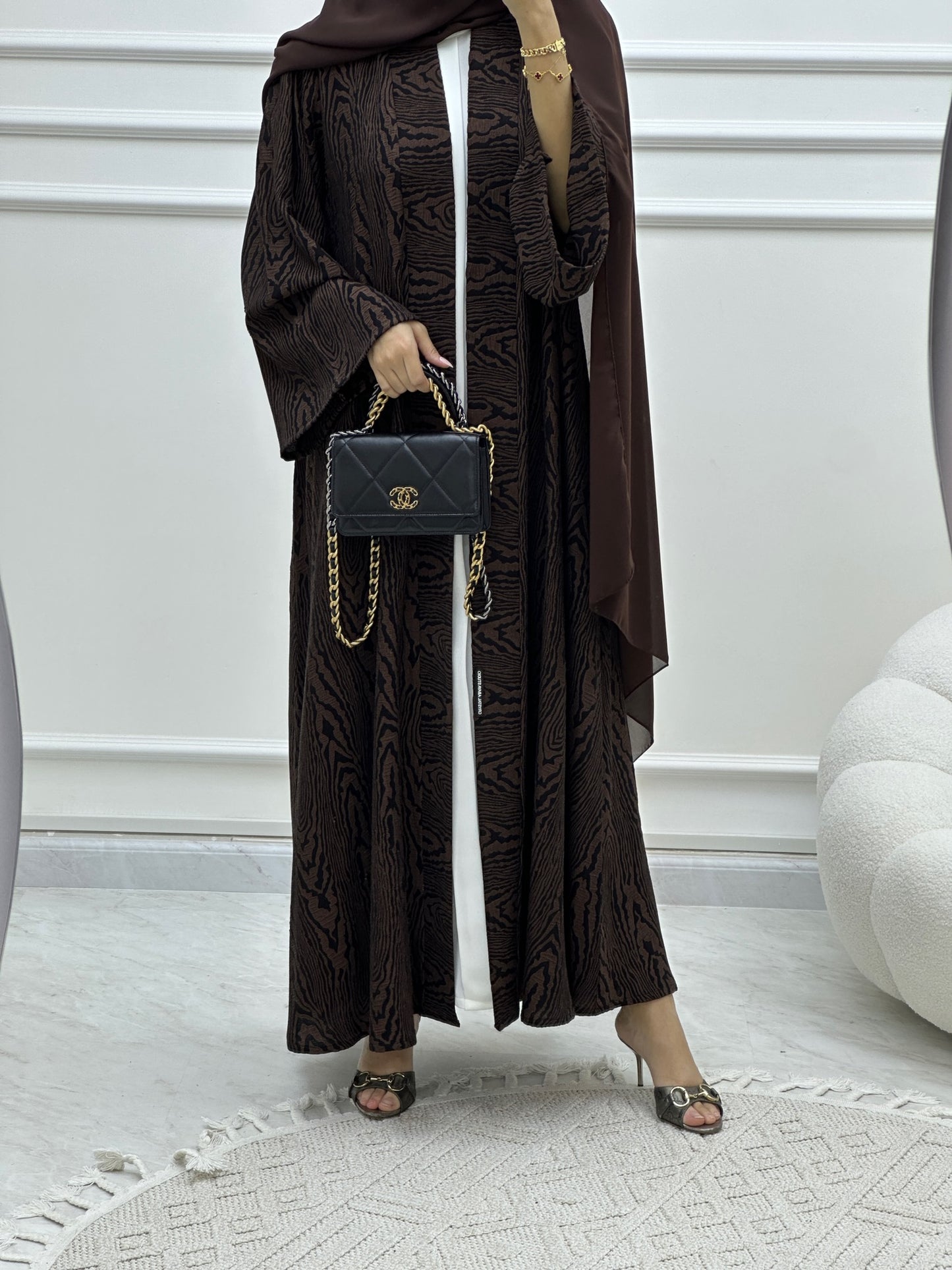 C RTW Swirl Bisht Budget Brown Abaya