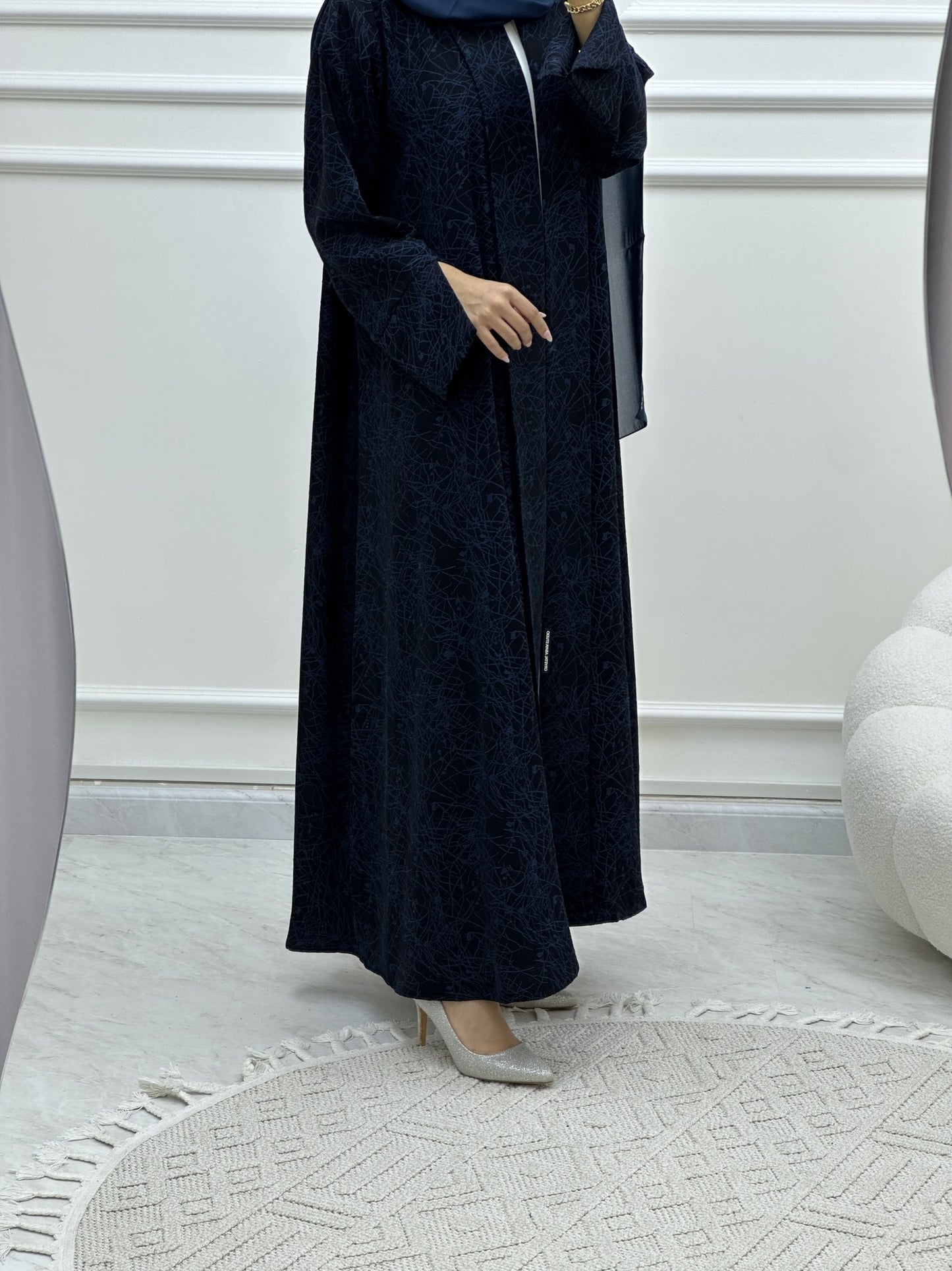 C Web Print Budget Blue Abaya