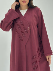 C 1746 Maroon Beaded Abaya