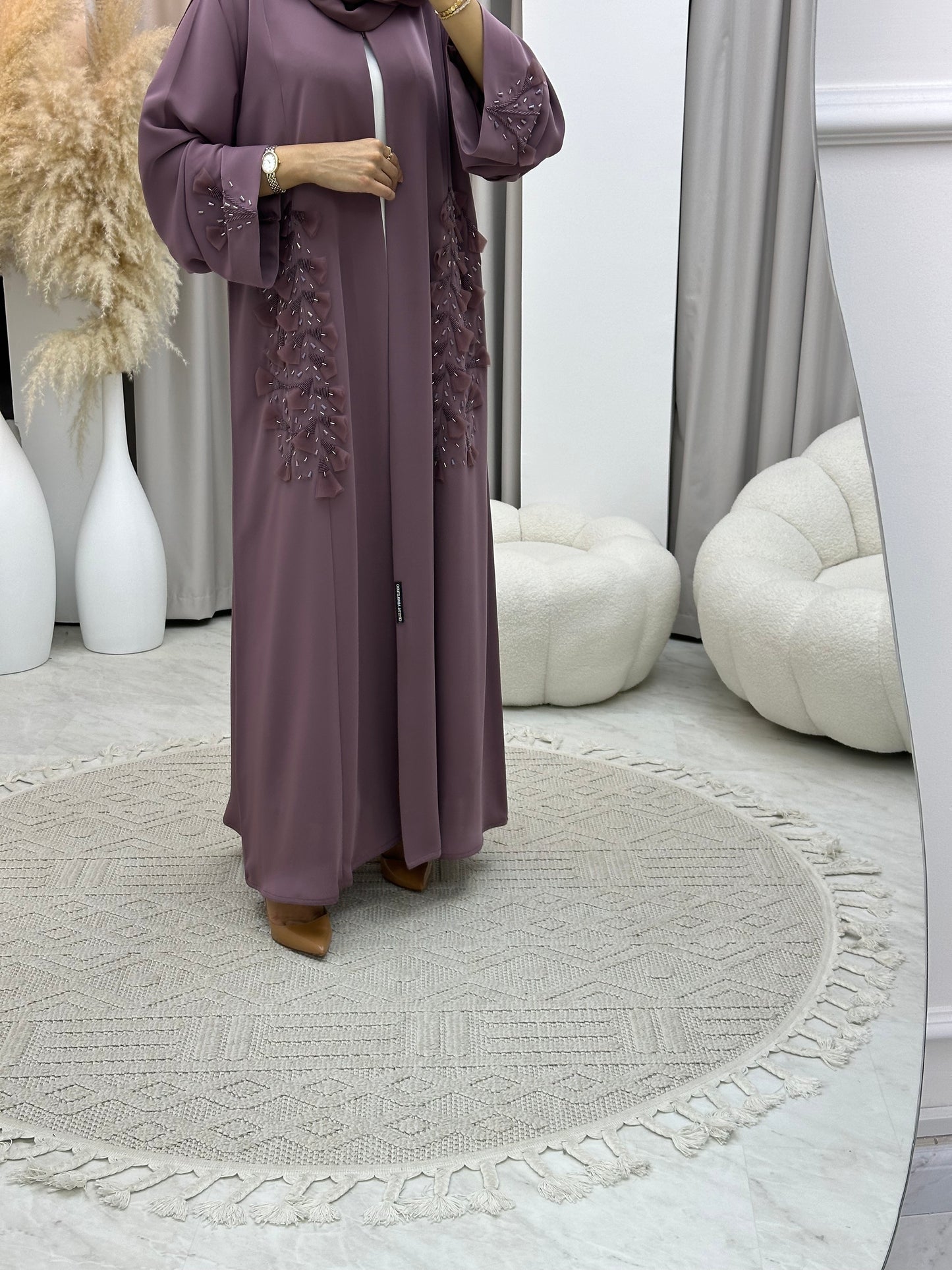 C 0137  Purple Floral Beaded Abaya