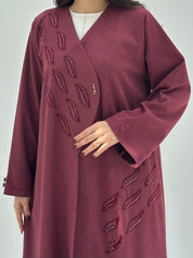 C 1746 Maroon Beaded Abaya