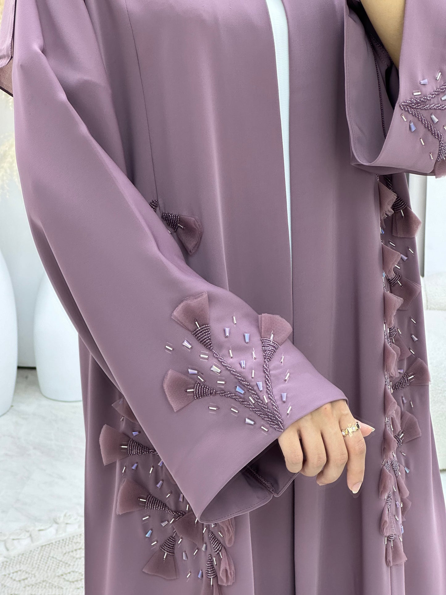 C 0137  Purple Floral Beaded Abaya