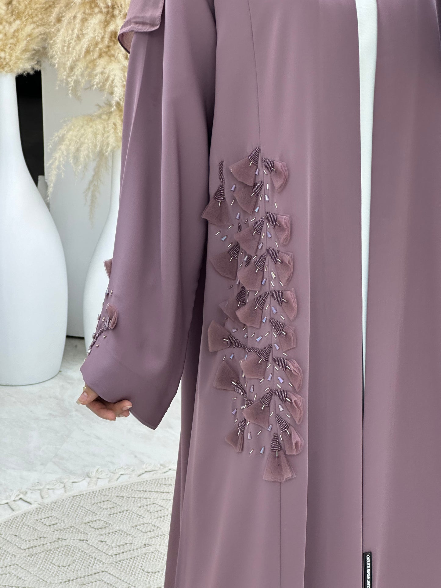 C 0137  Purple Floral Beaded Abaya