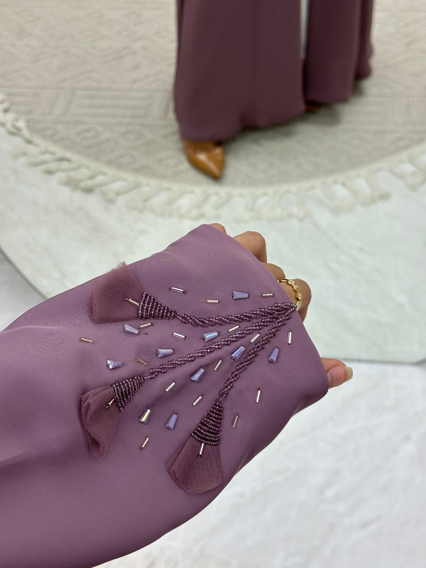 C 0137  Purple Floral Beaded Abaya