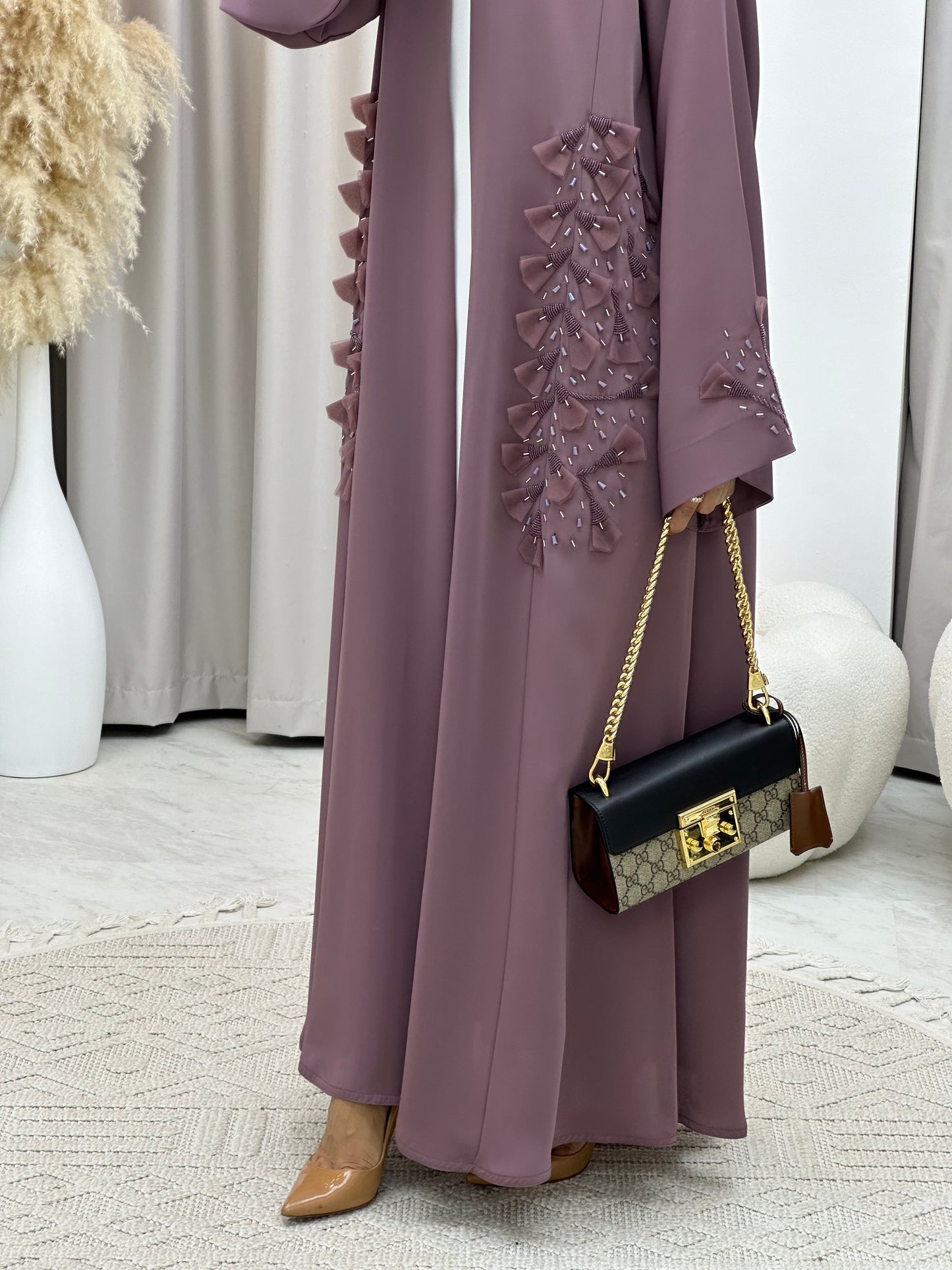 C 0137  Purple Floral Beaded Abaya