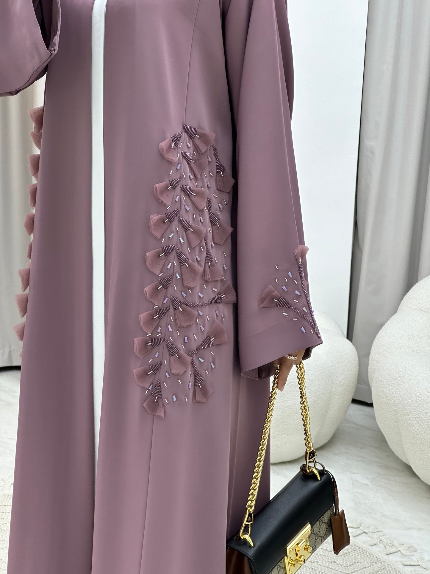 C 0137  Purple Floral Beaded Abaya