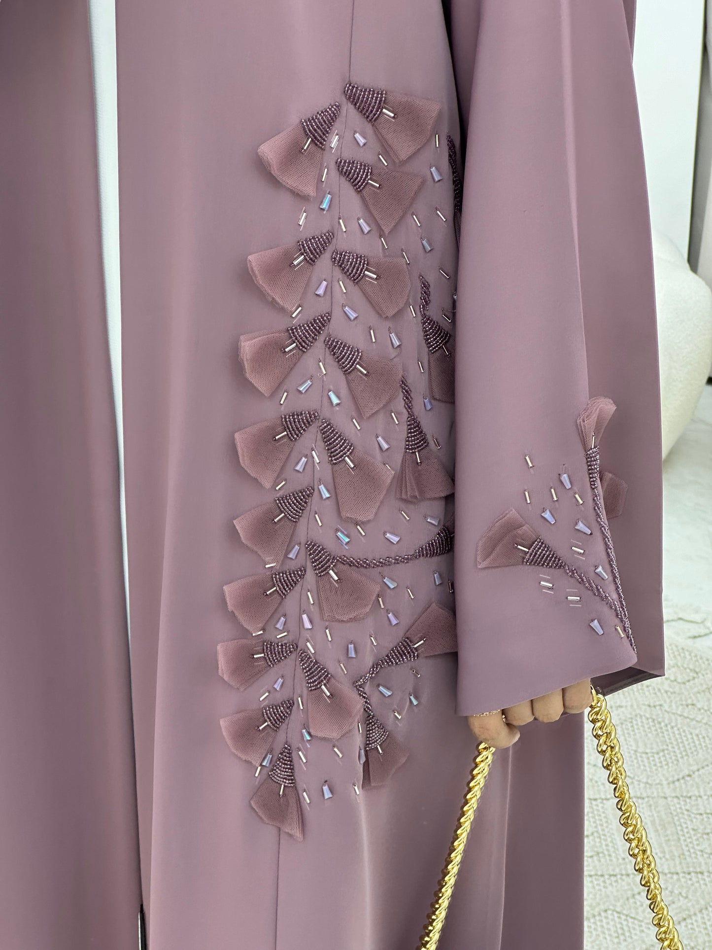 C 0137  Purple Floral Beaded Abaya