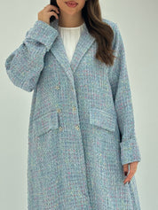 C 1747 Sky Blue Tweed Abaya