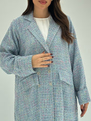 C 1747 Sky Blue Tweed Abaya