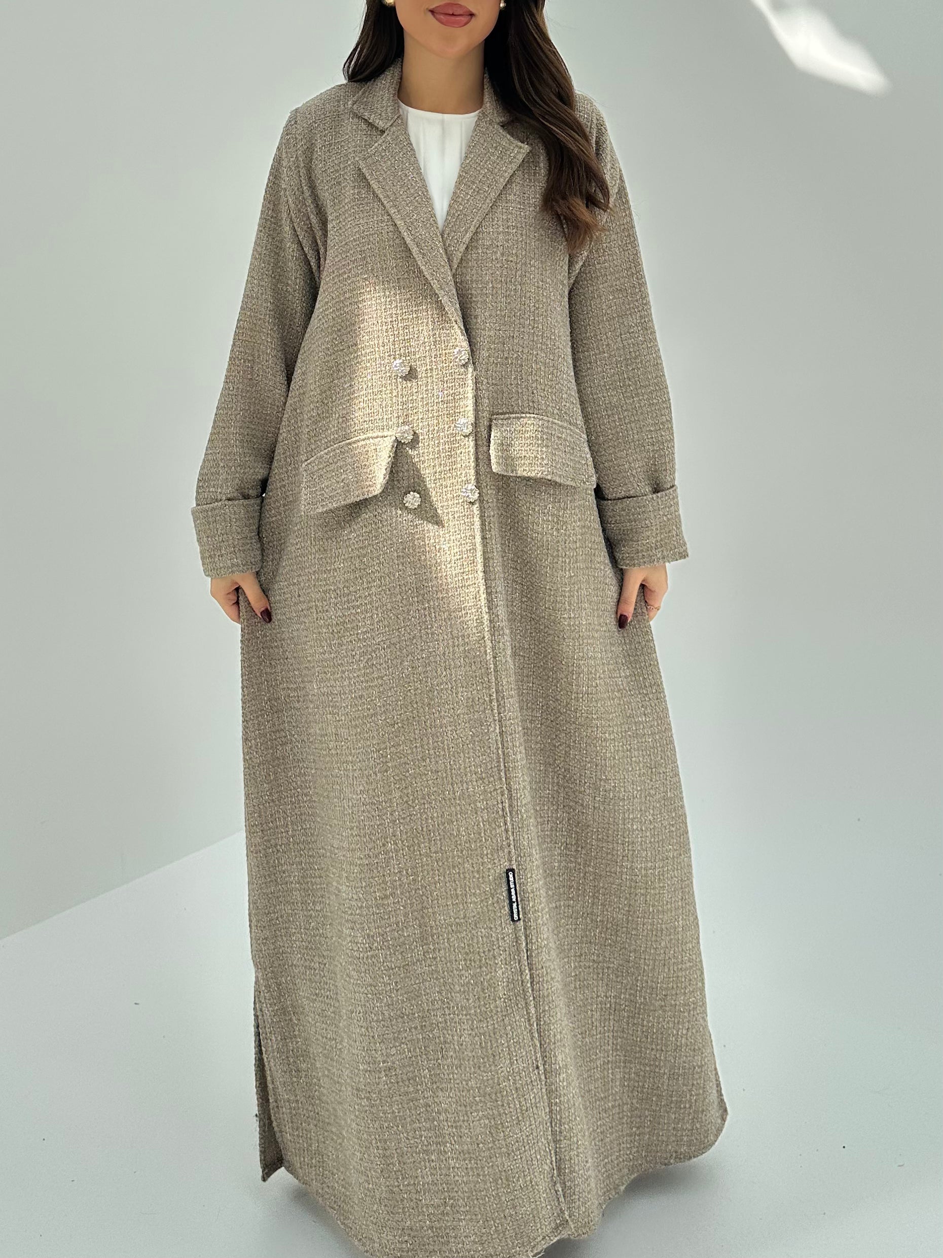 C 1748 Almond Tweed Abaya