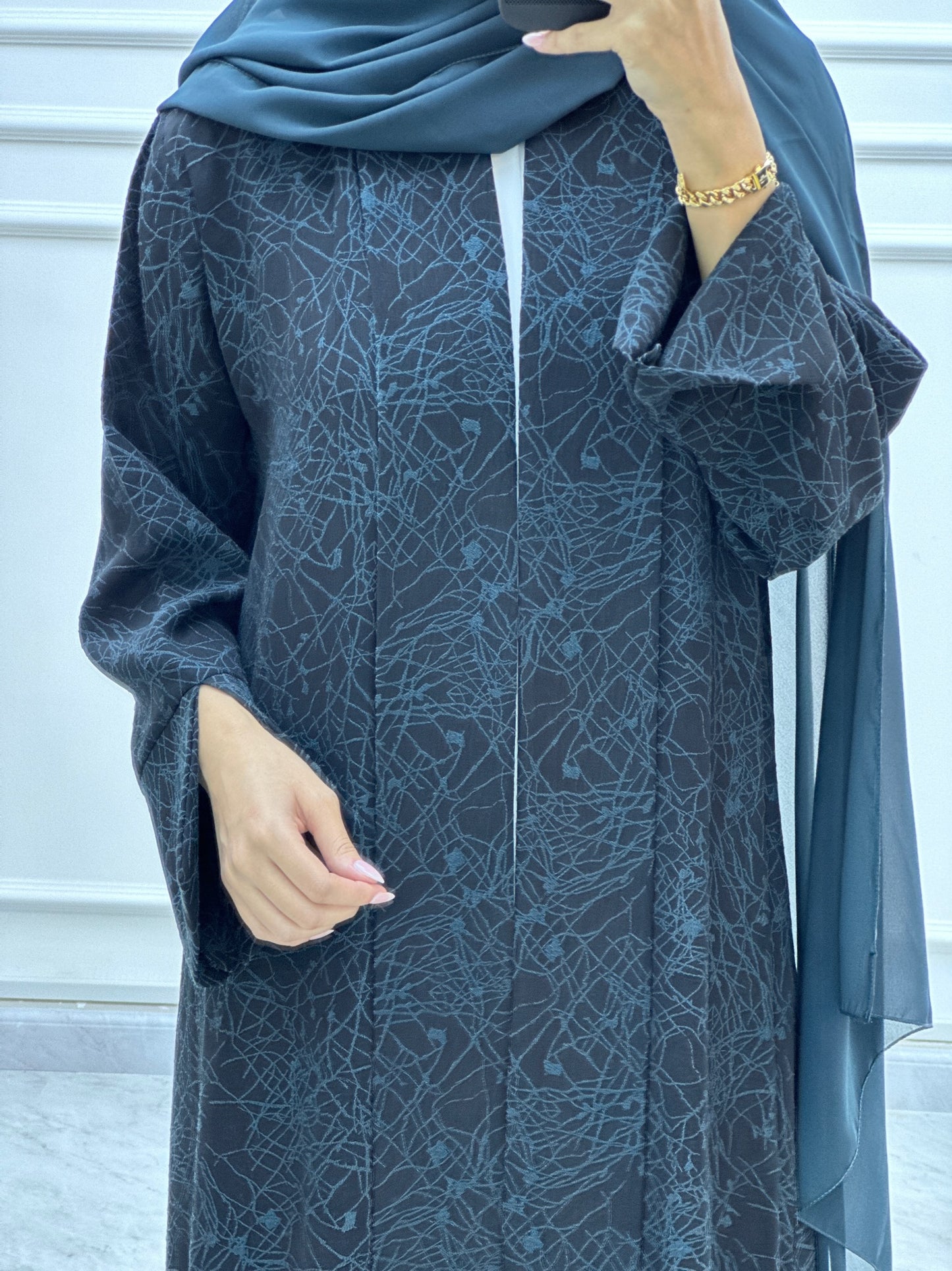 C Web Print Budget Teal Abaya