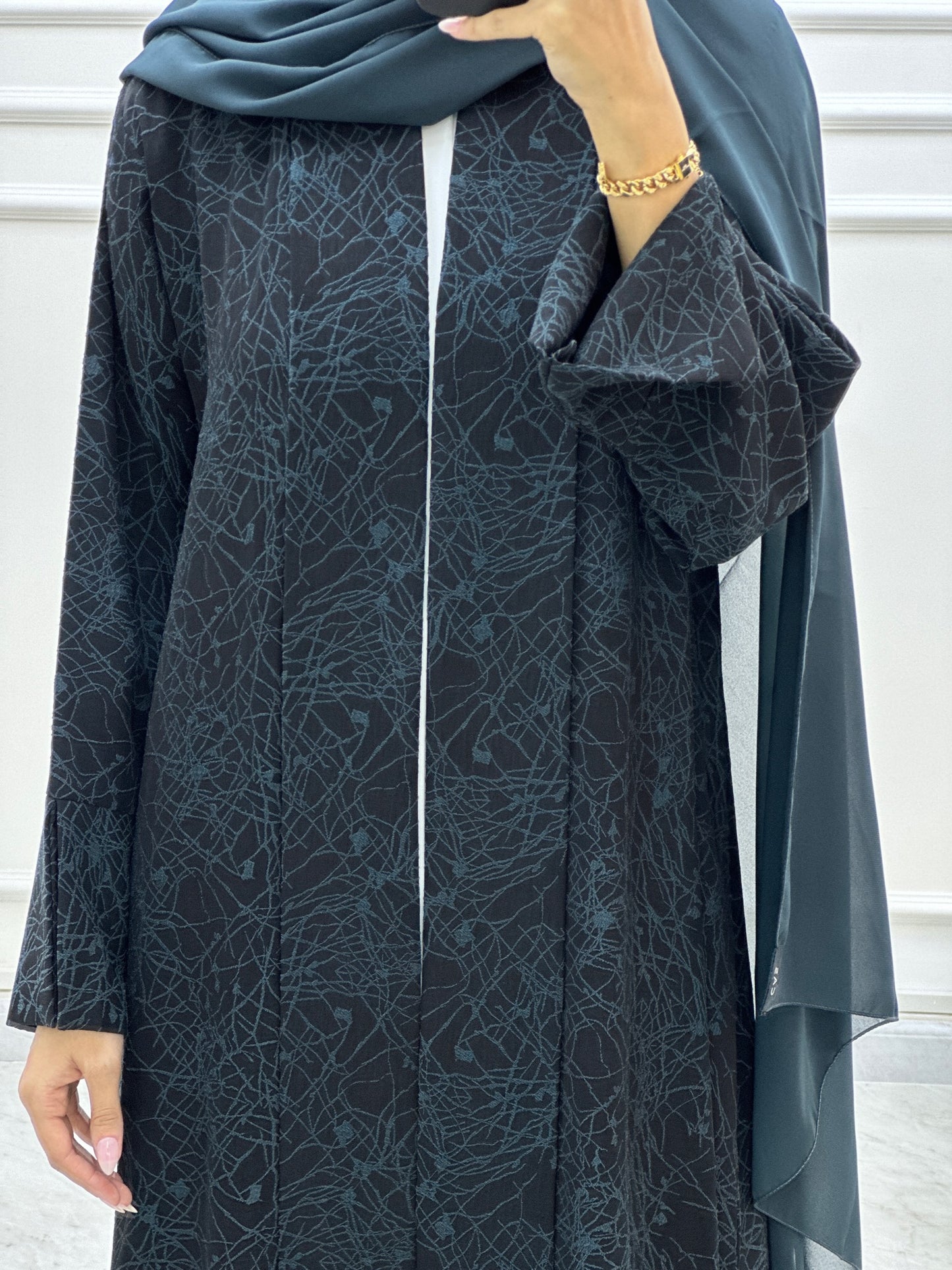 C Web Print Budget Teal Abaya