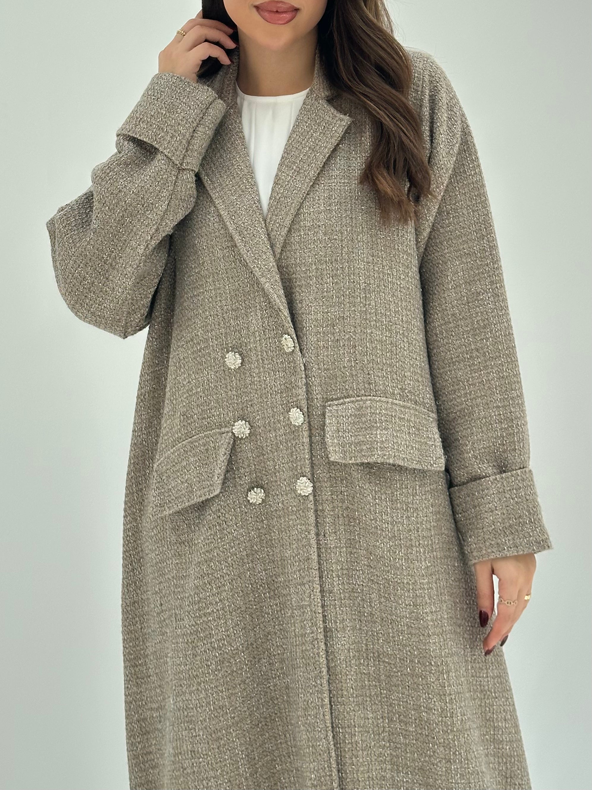 C 1748 Almond Tweed Abaya