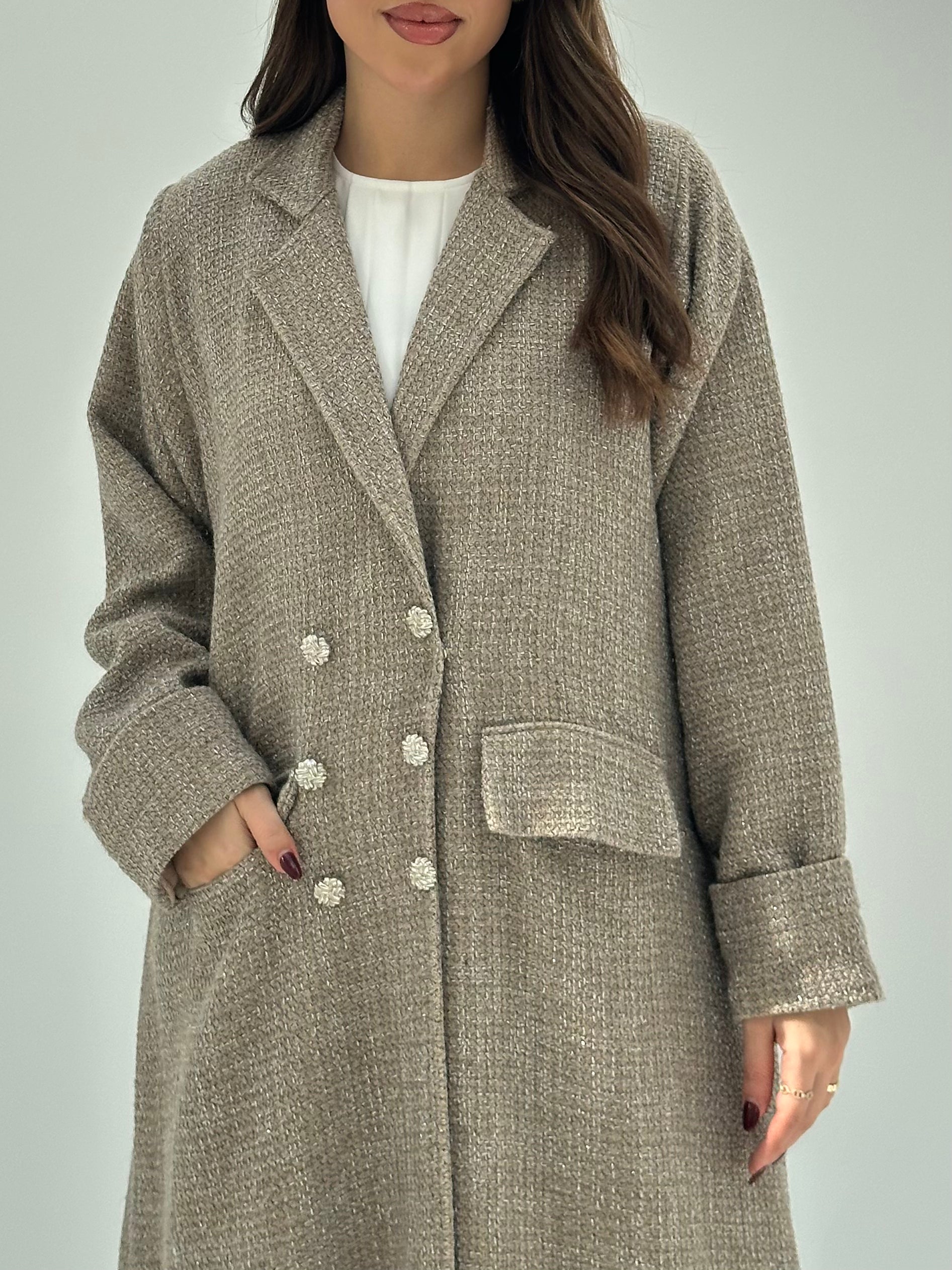 C 1748 Almond Tweed Abaya