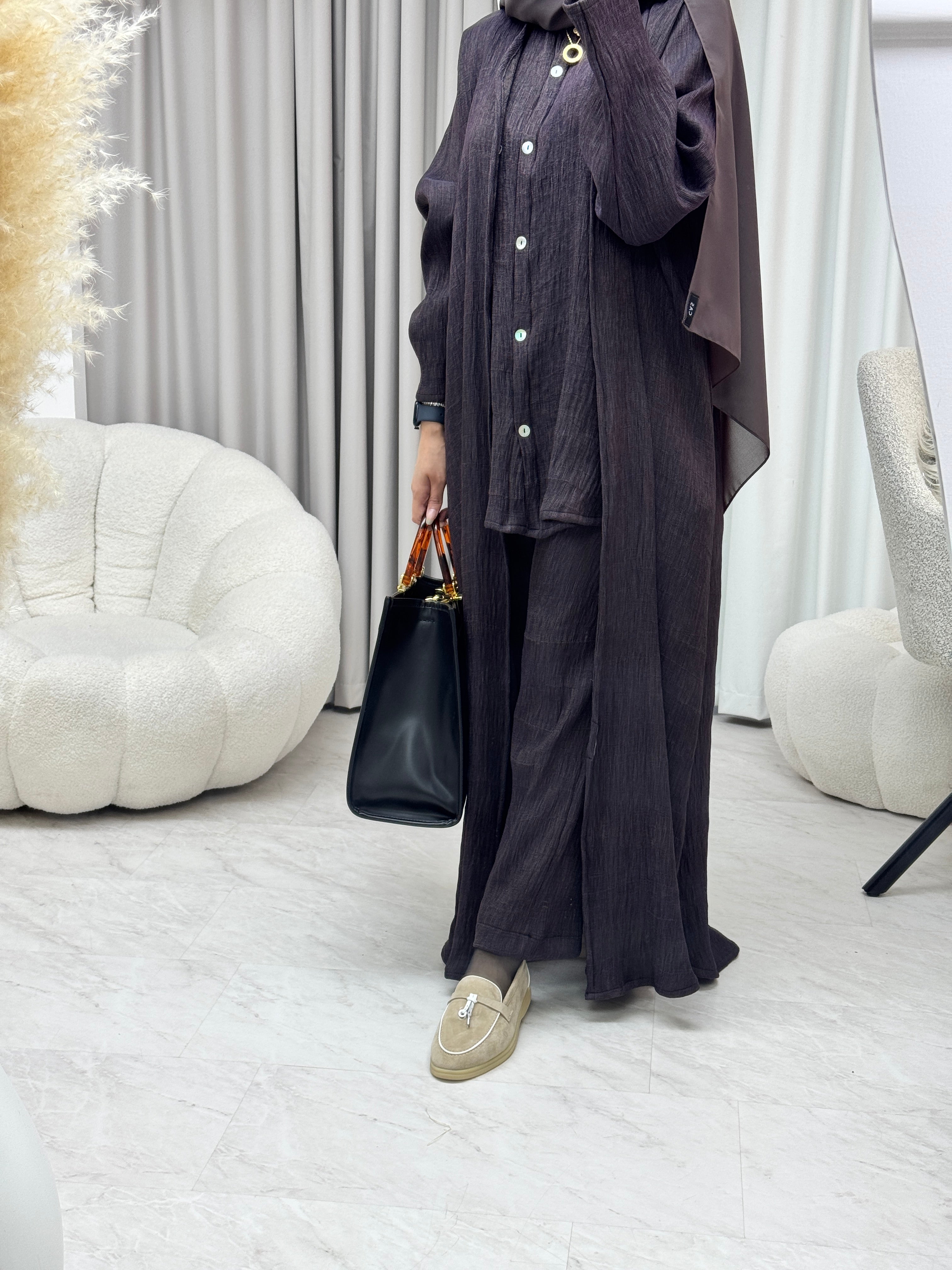 C 1285-05 Dark Purple Travel Set Abaya