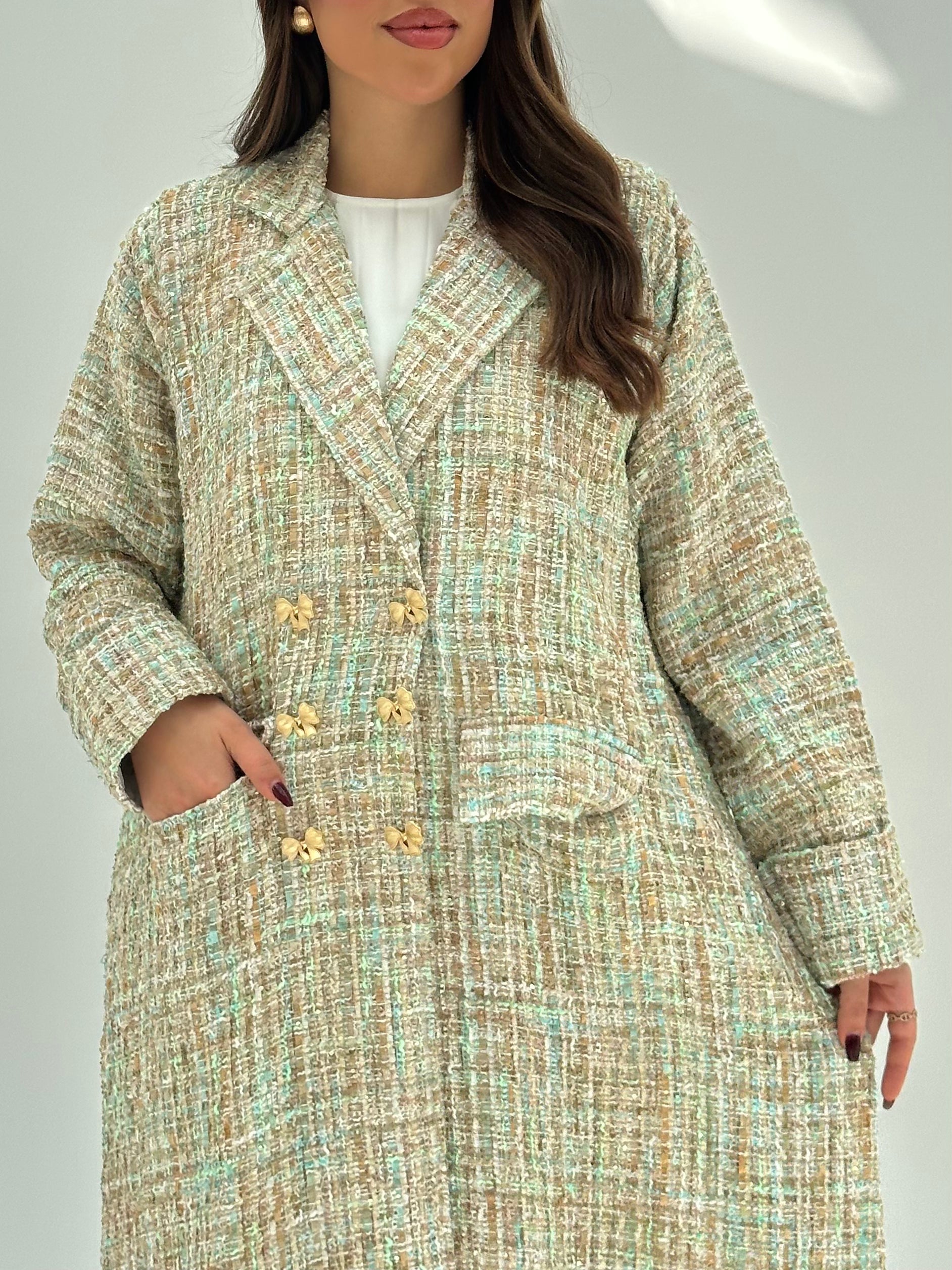 C 1749 Beige Tweed Abaya