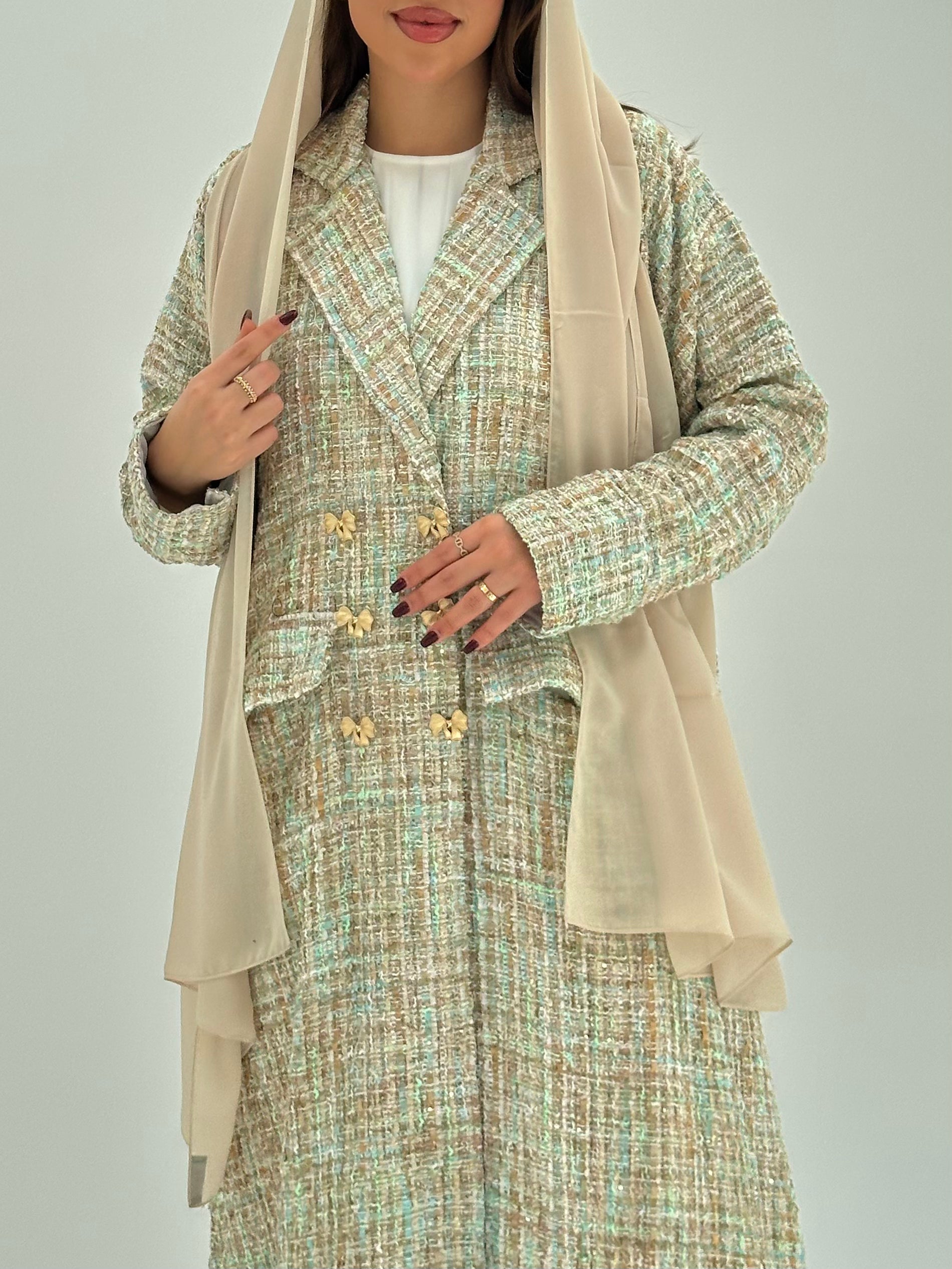 C 1749 Beige Tweed Abaya