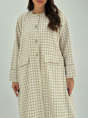 C 1750 Cream Brown Tweed Abaya