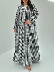 C 1751 Black White Tweed Abaya