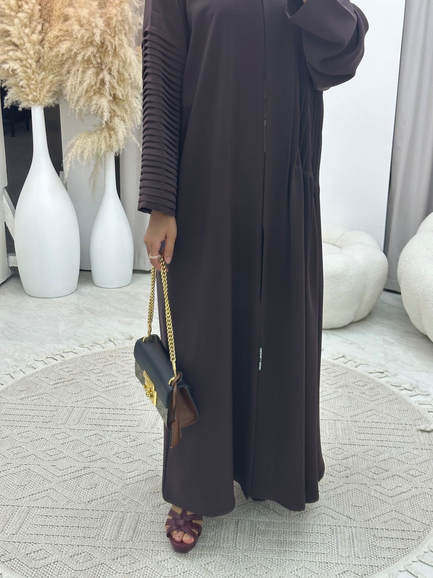 C 0140 Brown Pleated Abaya