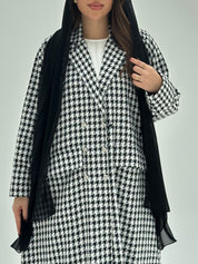 C 1751 Black White Tweed Abaya
