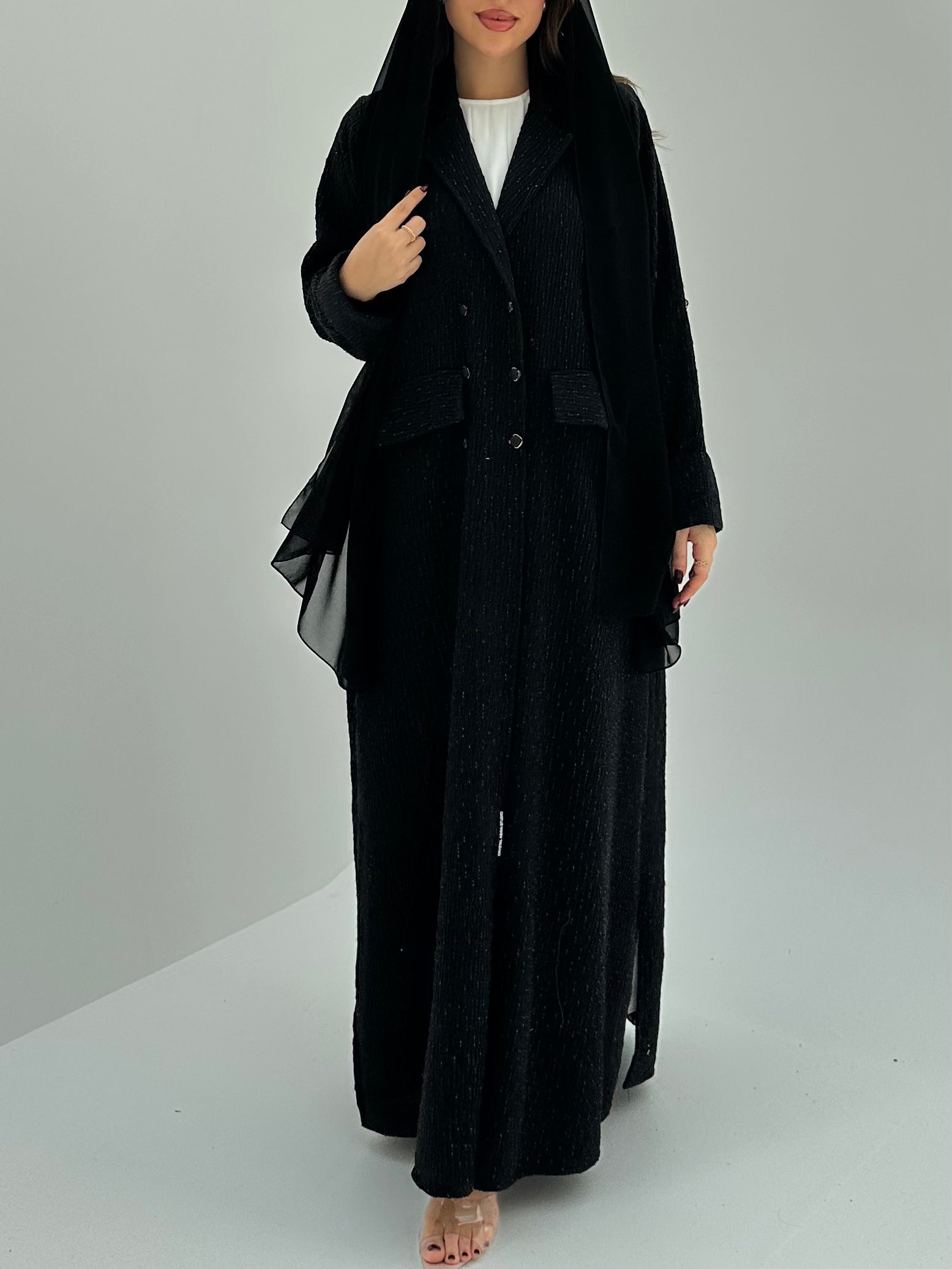 C 1752 Black Tweed Abaya