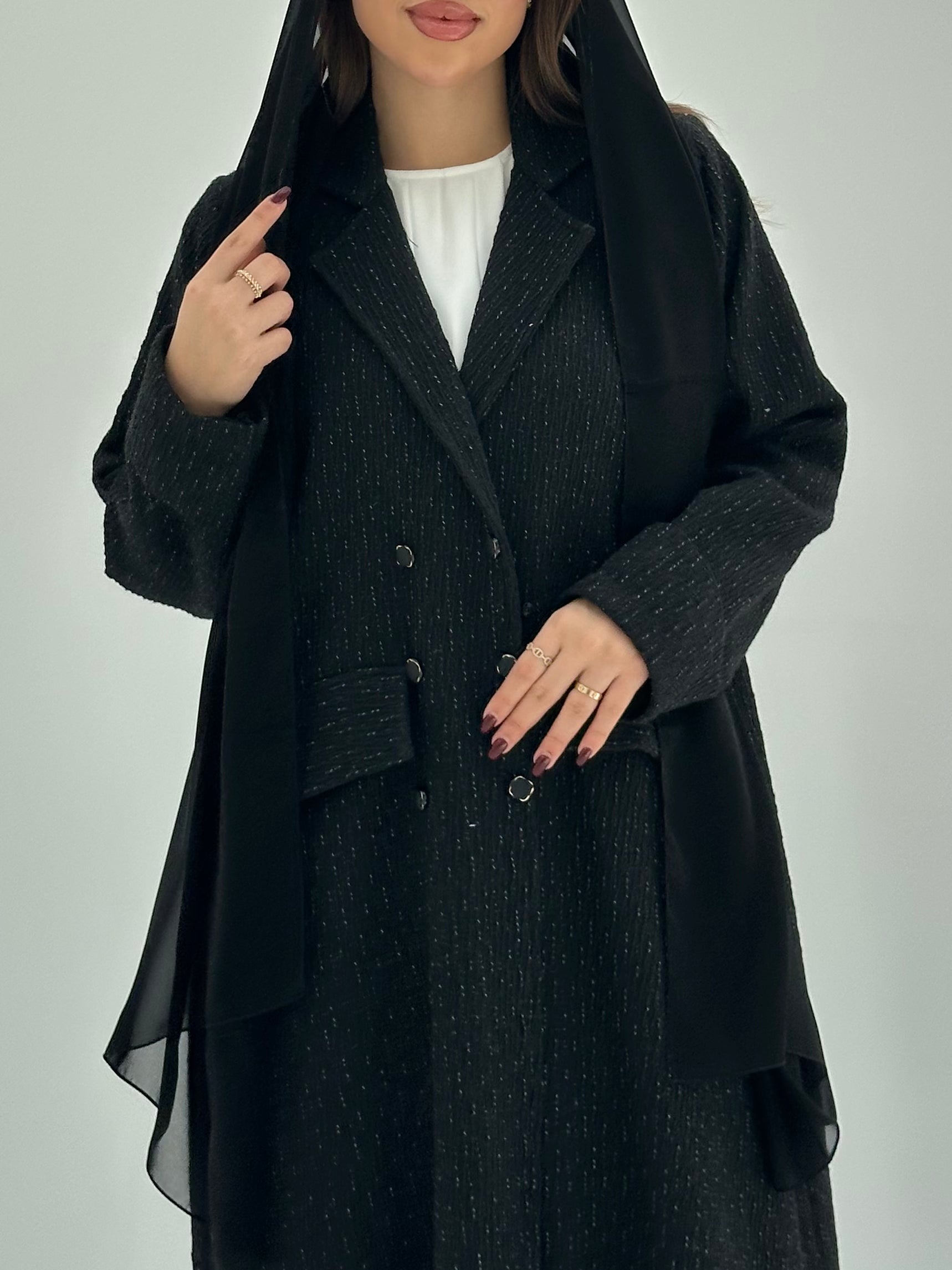 C 1752 Black Tweed Abaya