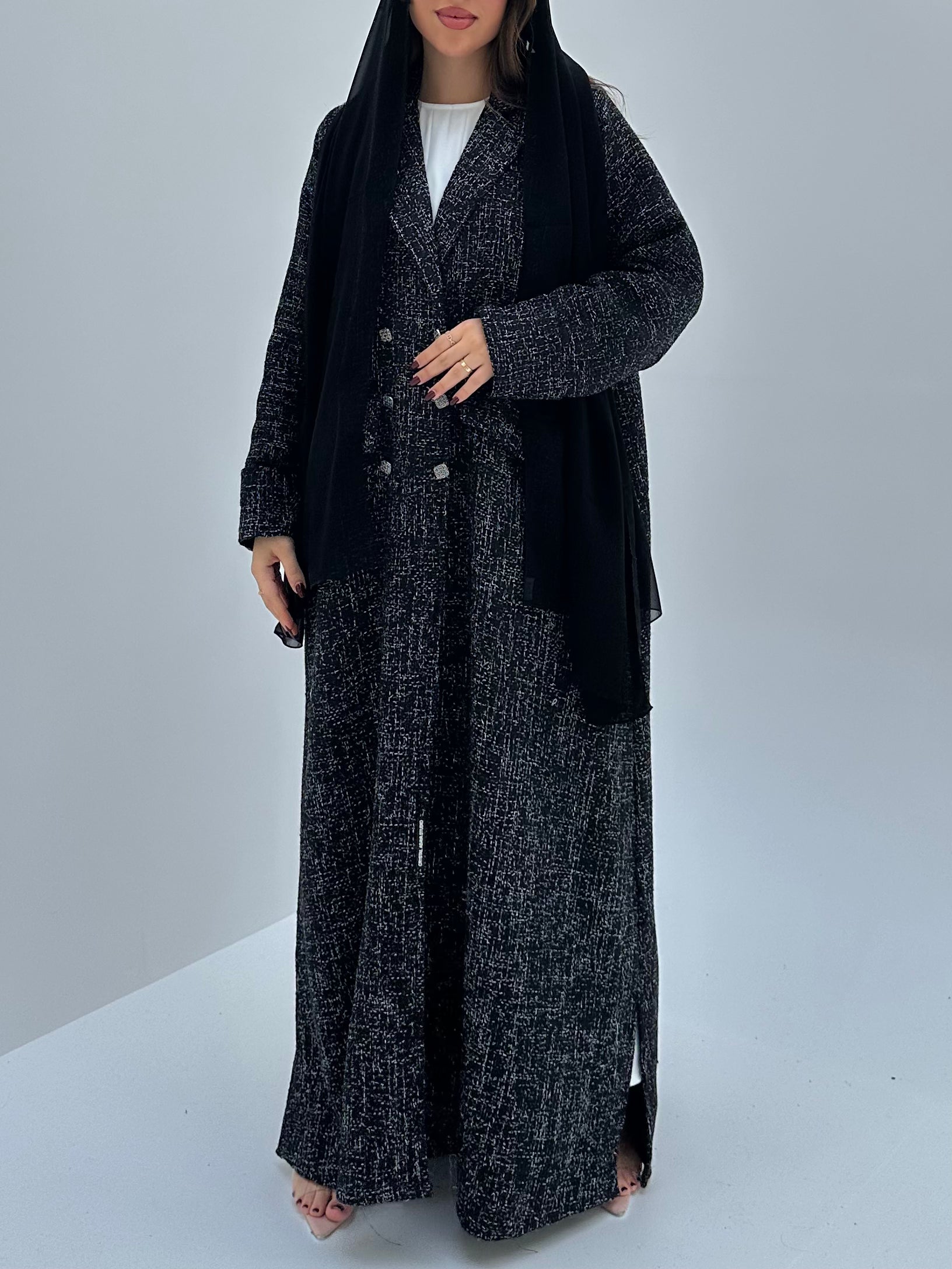 C 1753 Black Tweed Abaya