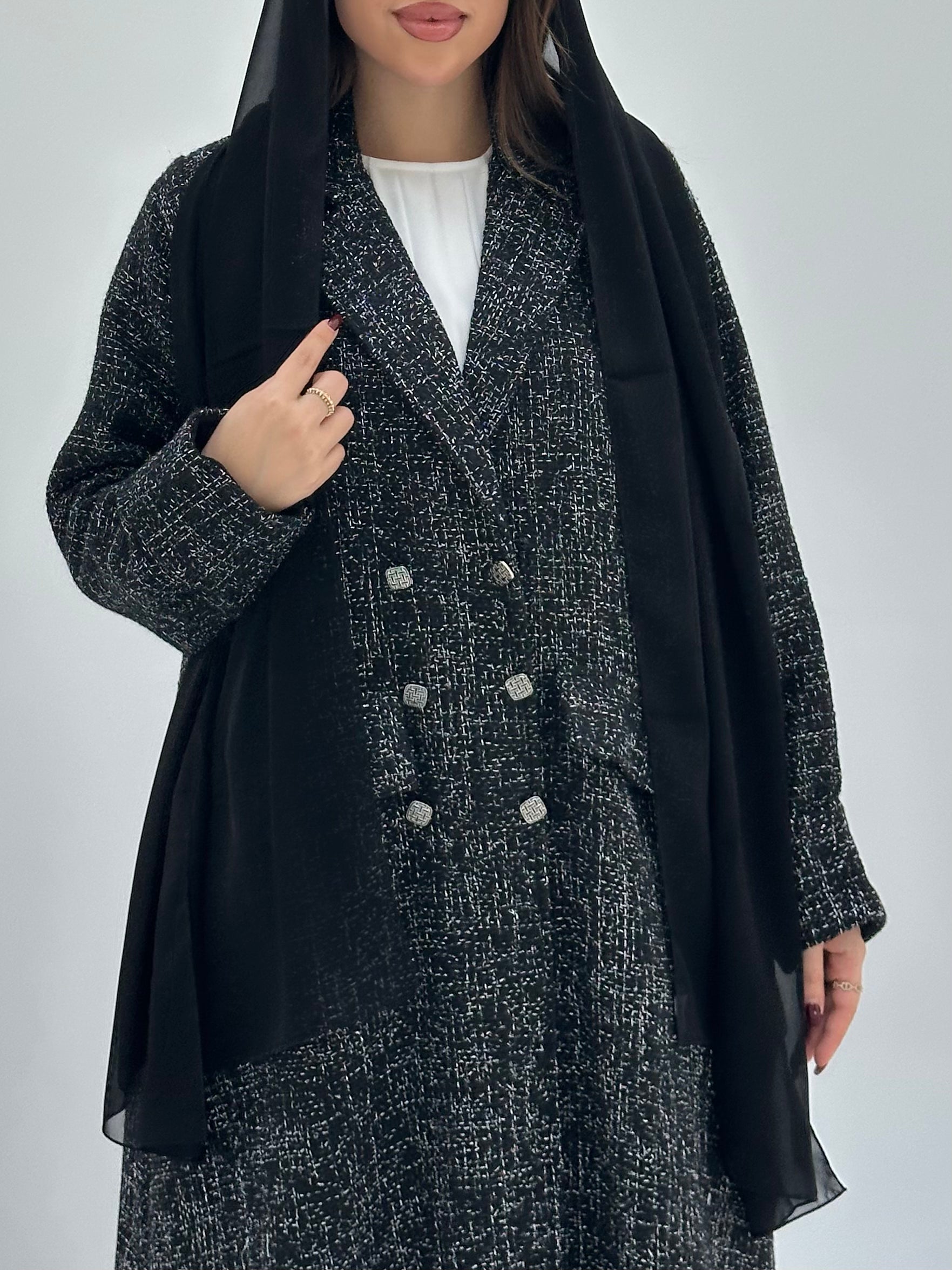 C 1753 Black Tweed Abaya