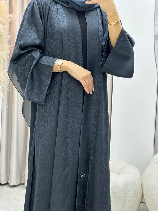 C 0325-03 Dark Grey Moire Printed Abaya