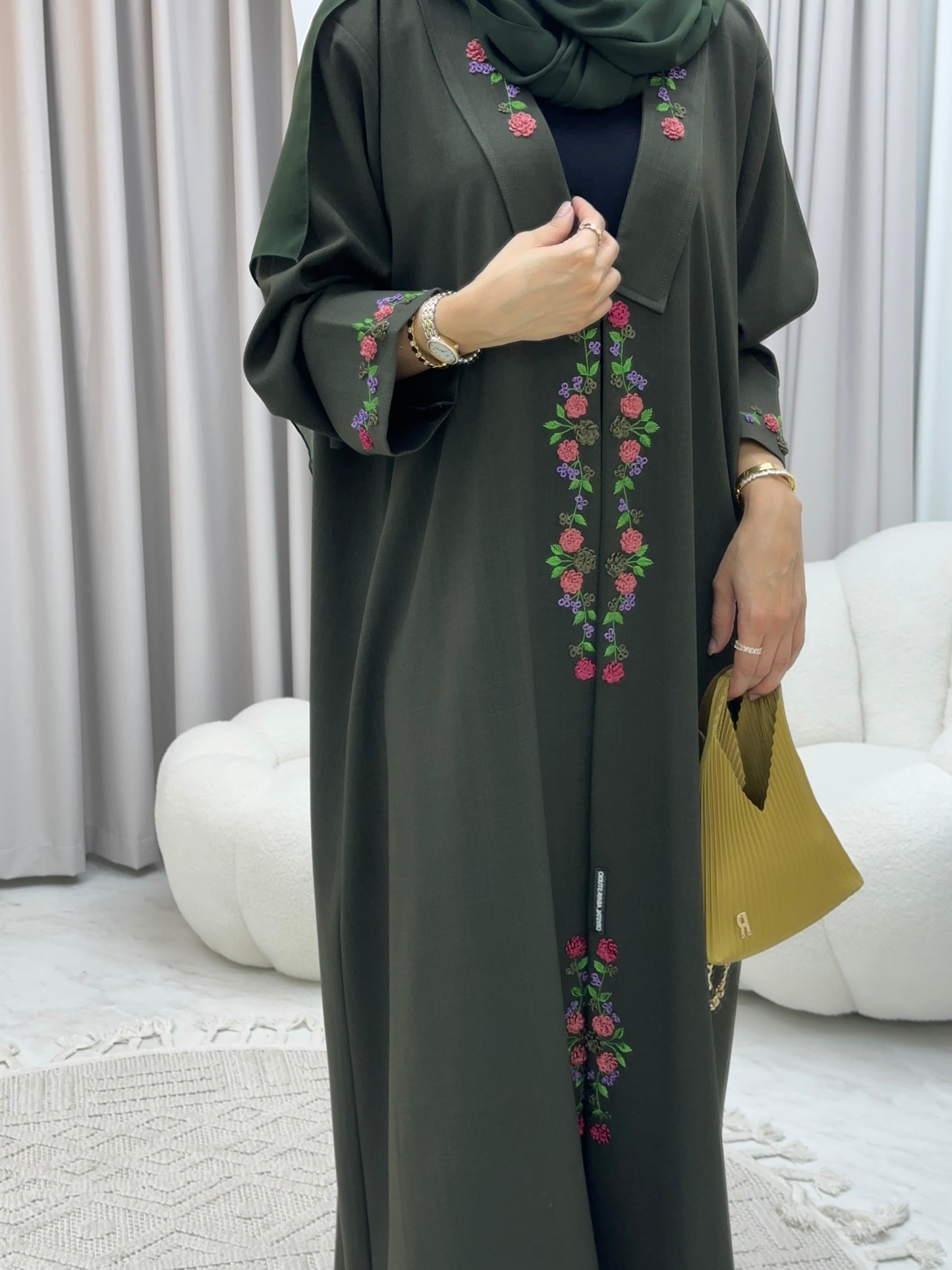 C 0141 Olive Embroidery Abaya