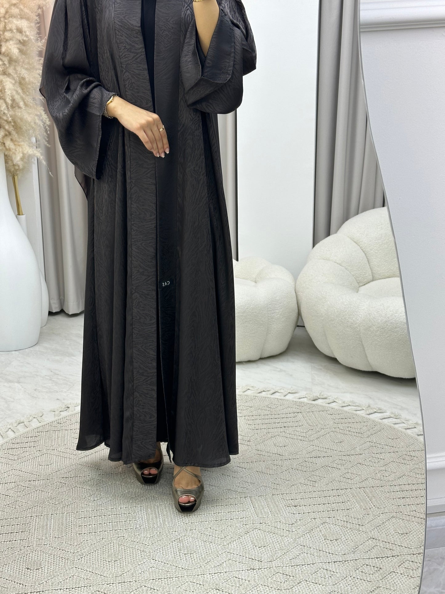 C 0325-02 Brown Moire Printed Abaya