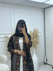C RTW 02 Grey Pleated Print Abaya