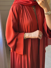 C 1517-09 Burnt Orange Premium Nada Pleated Abaya