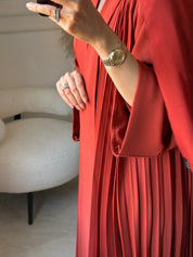 C 1517-09 Burnt Orange Premium Nada Pleated Abaya
