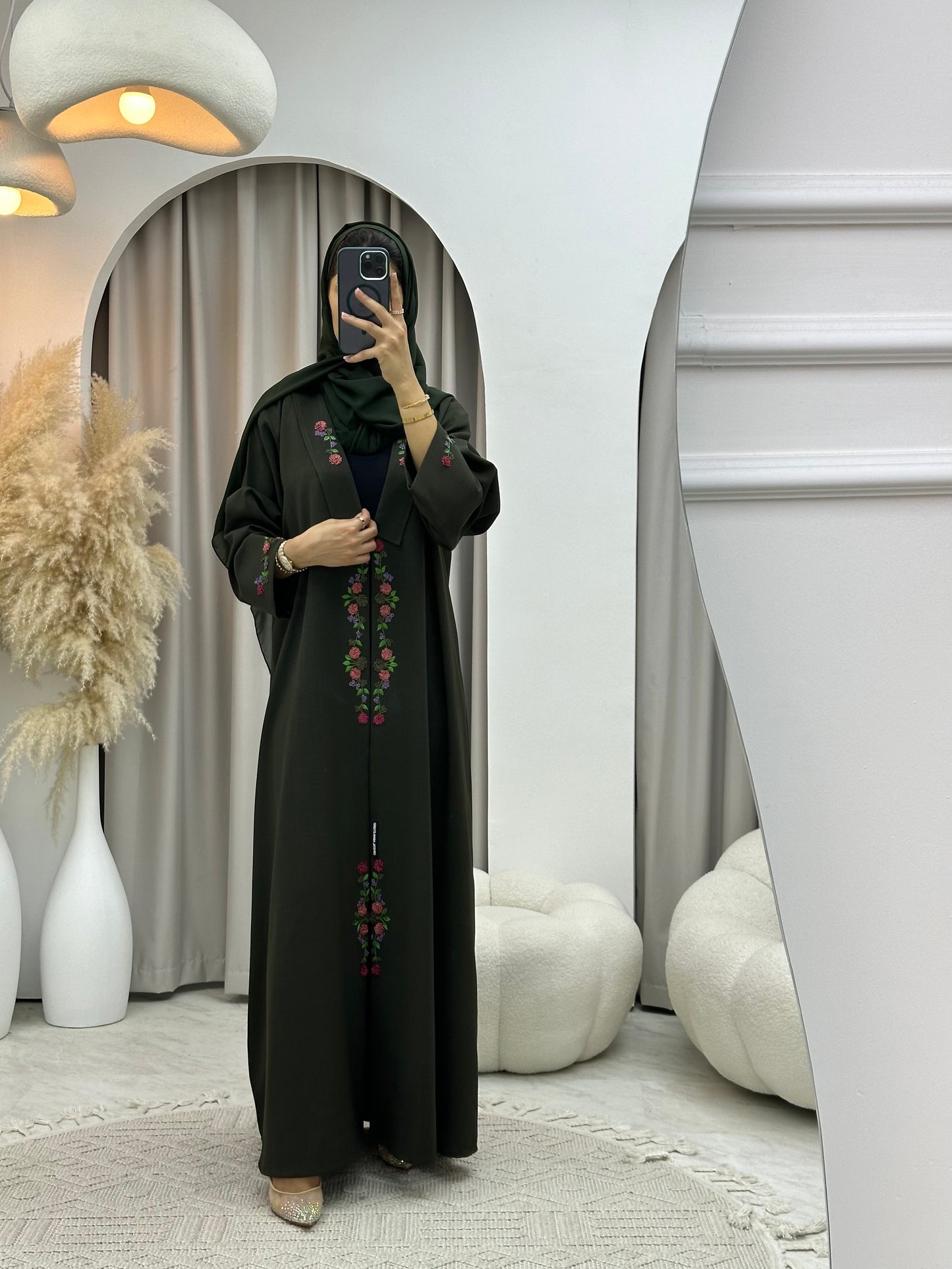 C 0141 Olive Embroidery Abaya