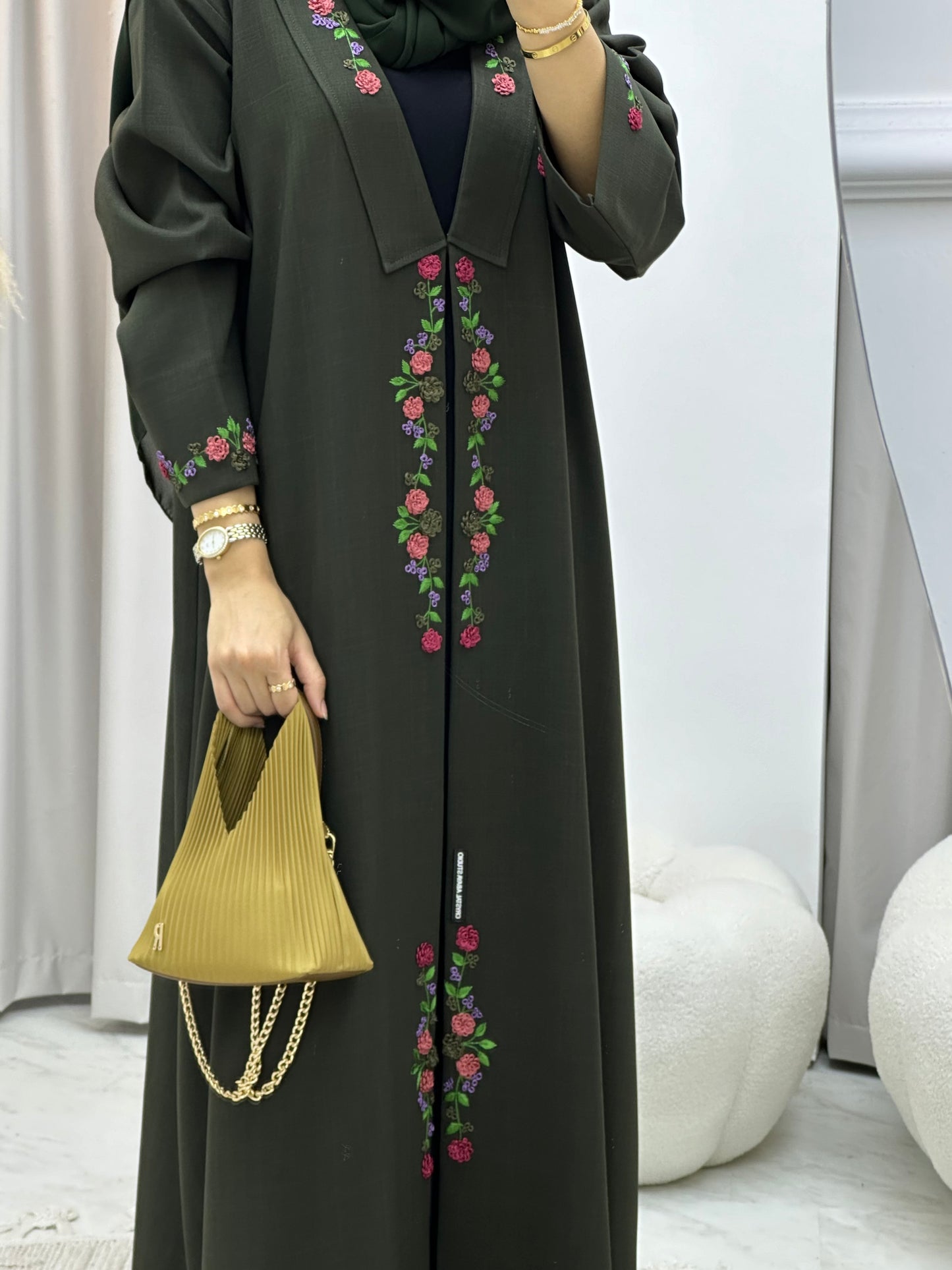 C 0141 Olive Embroidery Abaya