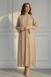 C 1717-01 Beige Dantel Abaya