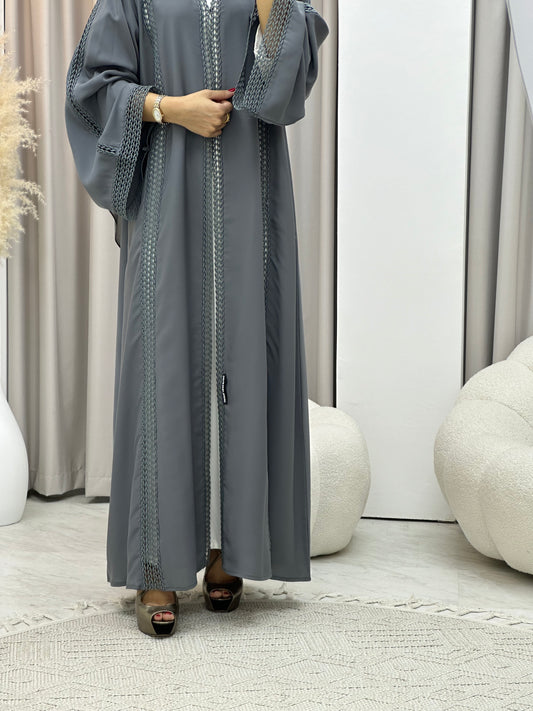 C 0328-03 Grey Lace Abaya