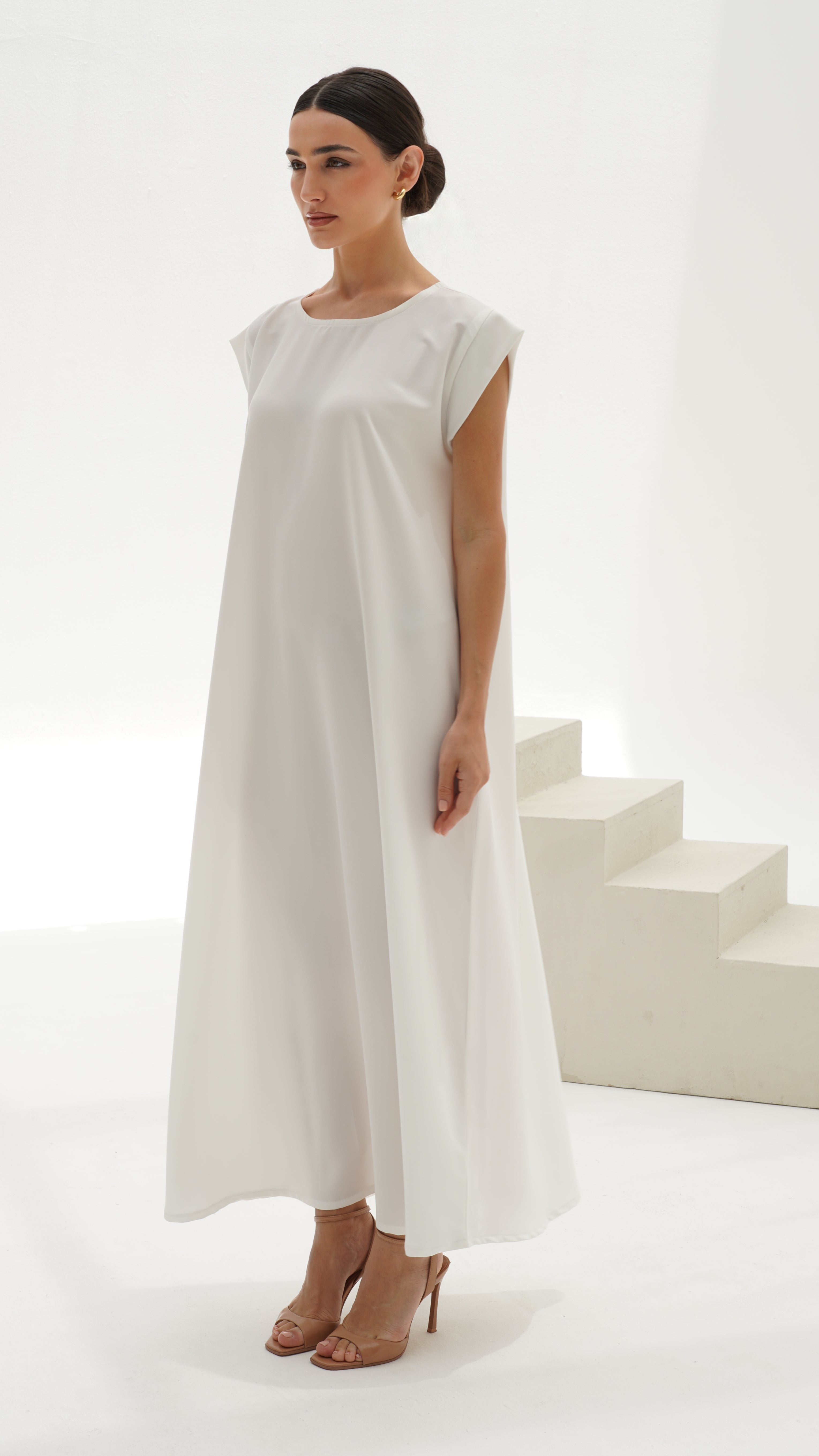 C 005 Premium White Under Abaya Dress