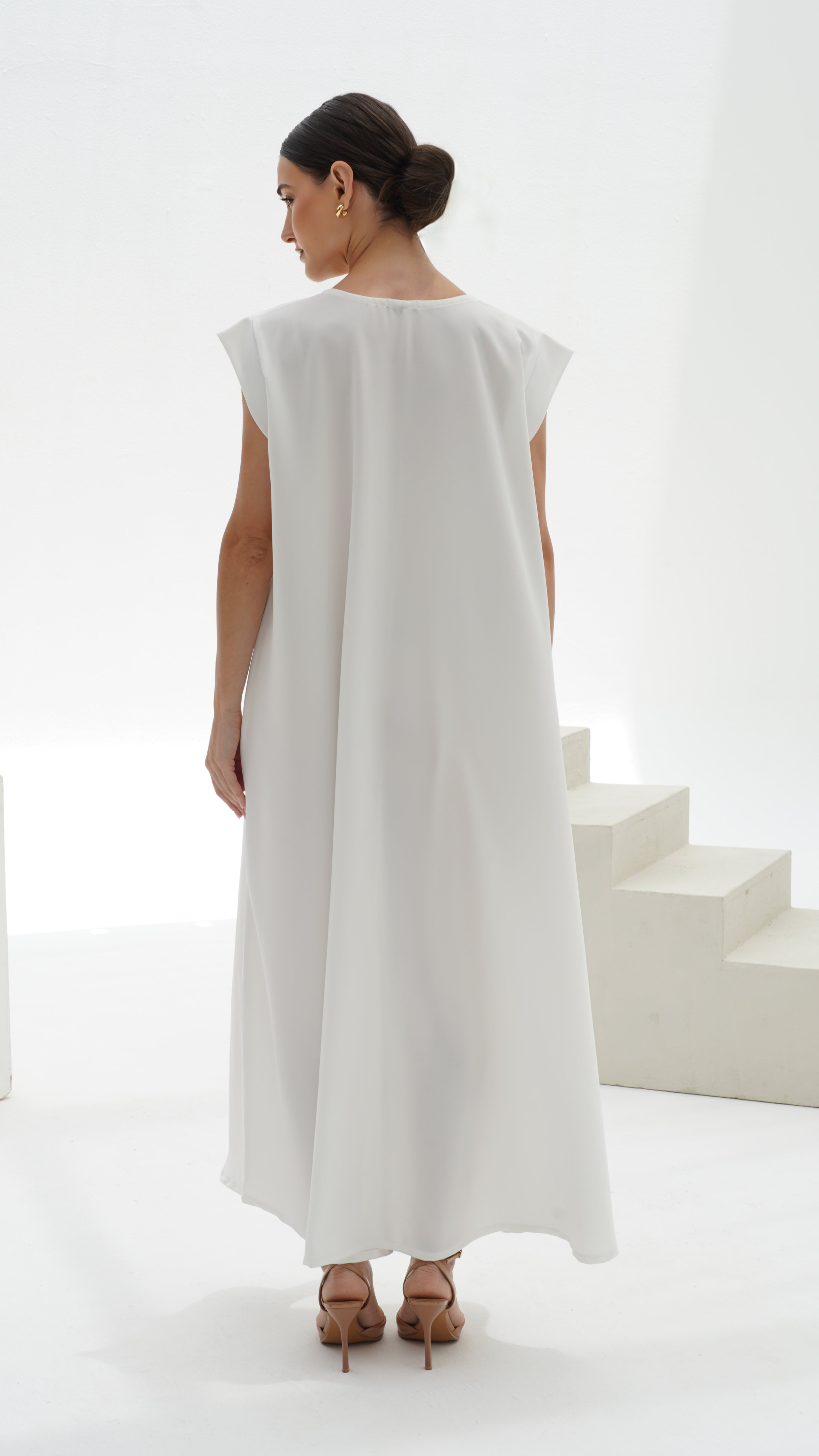 C 005 Premium White Under Abaya Dress