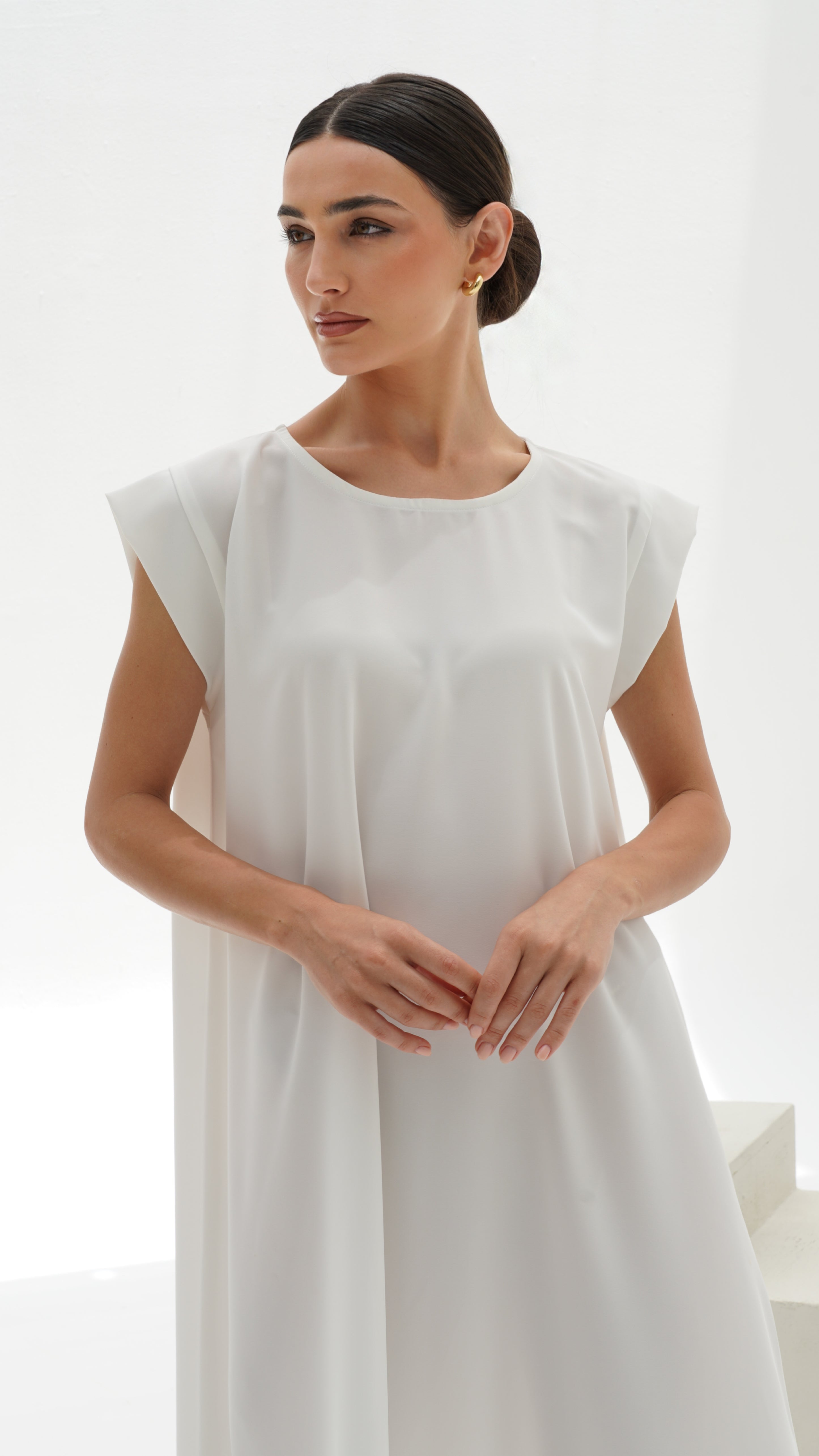C RTW 005 Premium White Under Abaya Dress – CAS Abaya