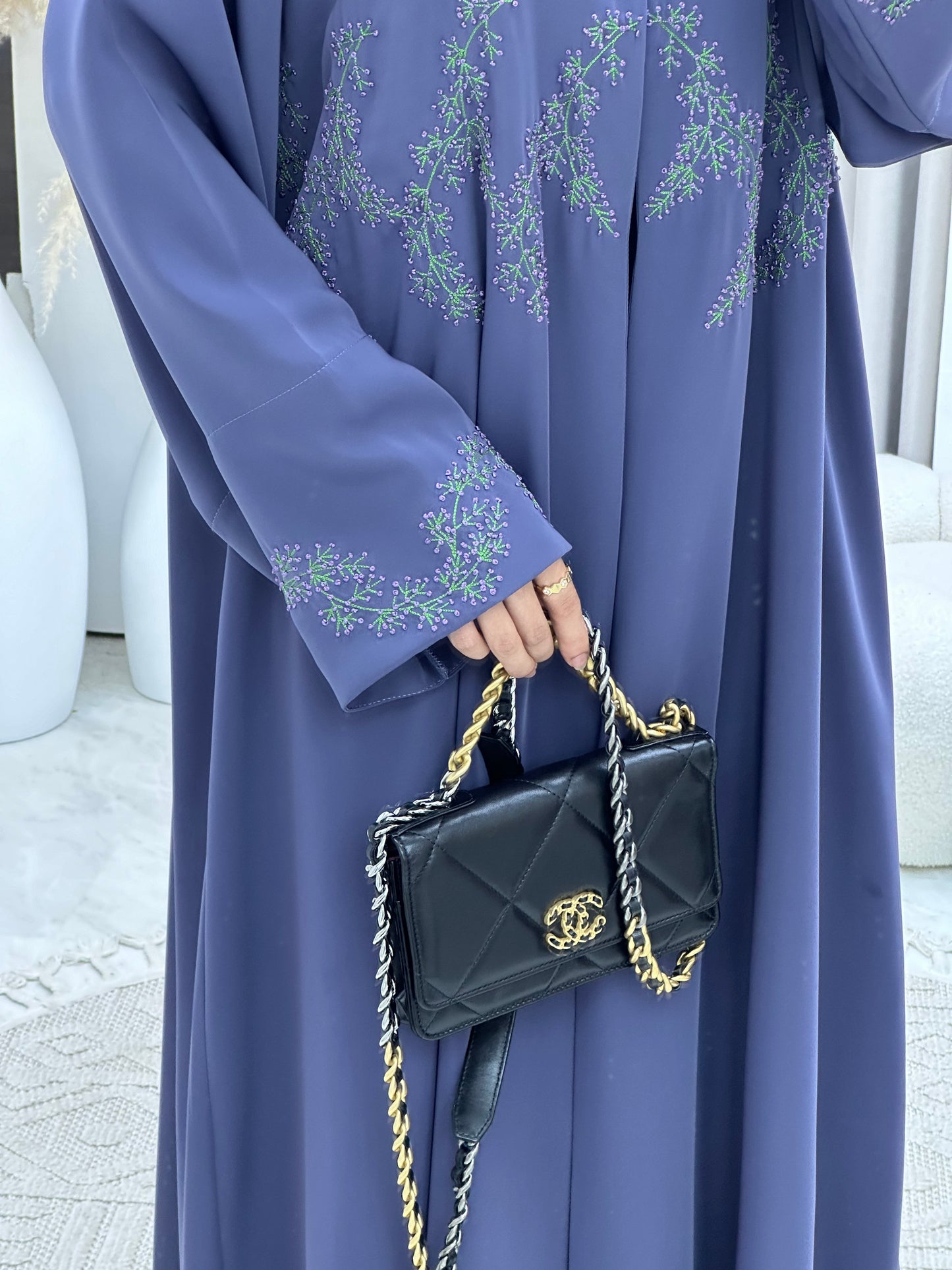 C 0145 Dark Purple Embroidery Abaya