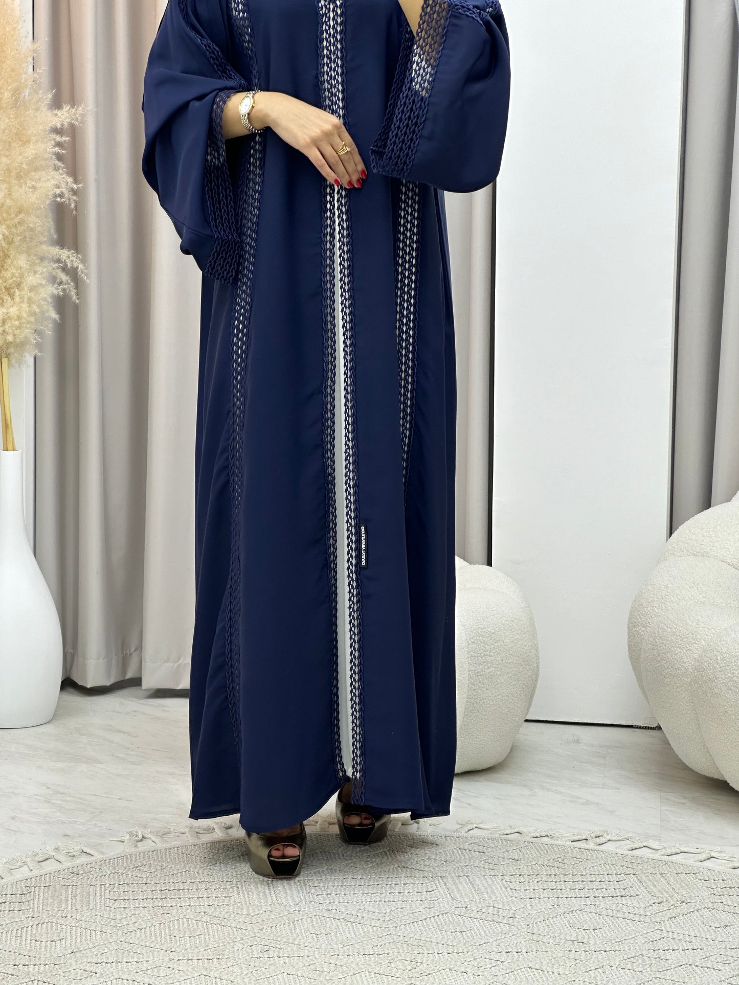 C 0328-04 Navy Blue Lace Abaya