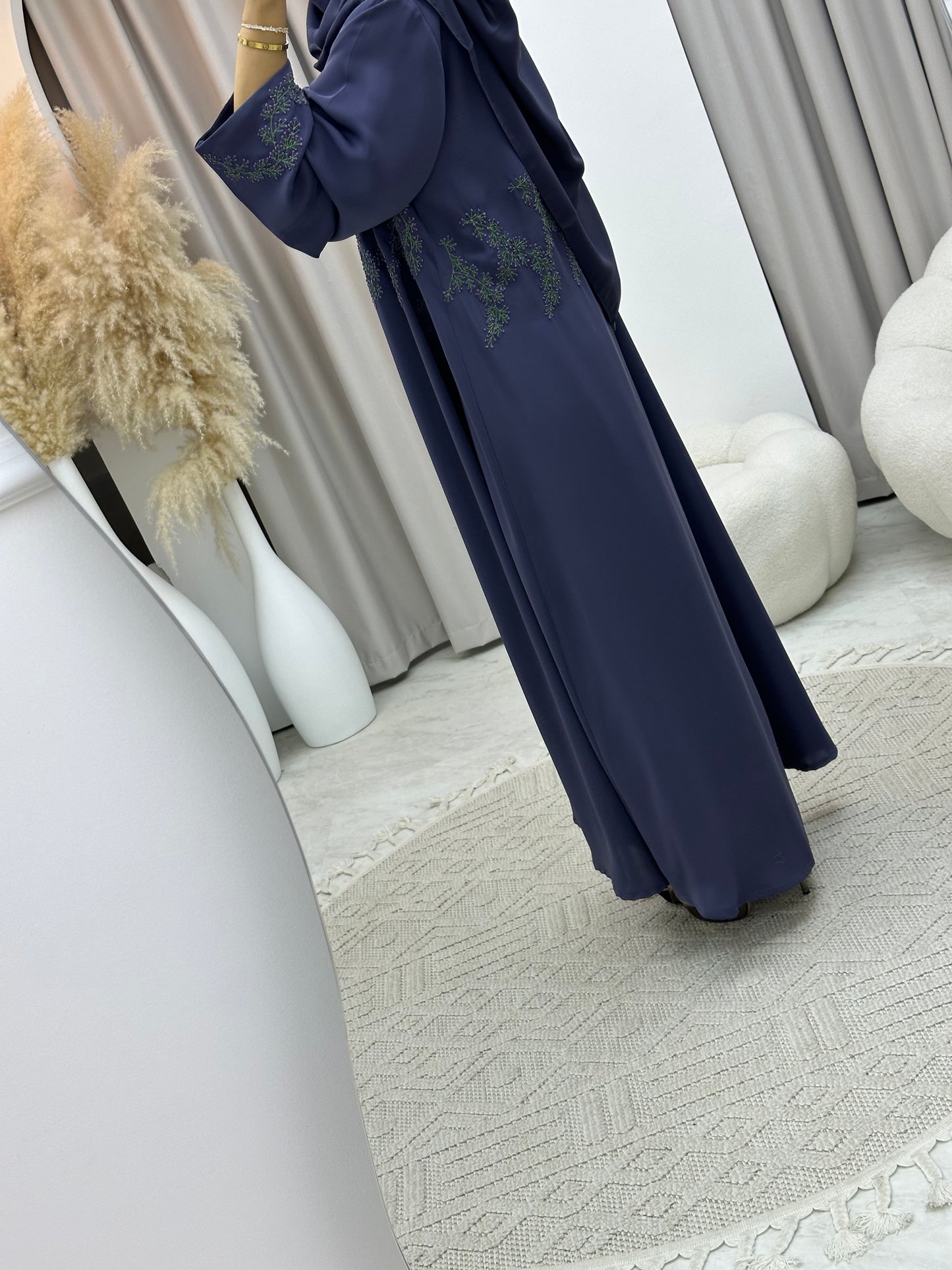 C 0145 Dark Purple Embroidery Abaya