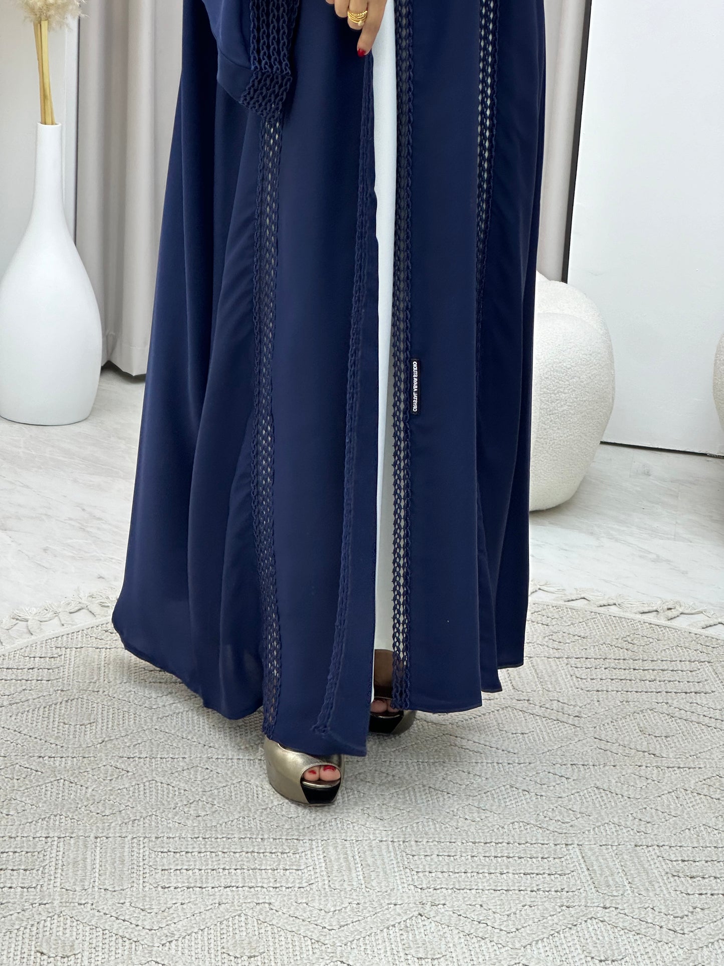 C 0328-04 Navy Blue Lace Abaya