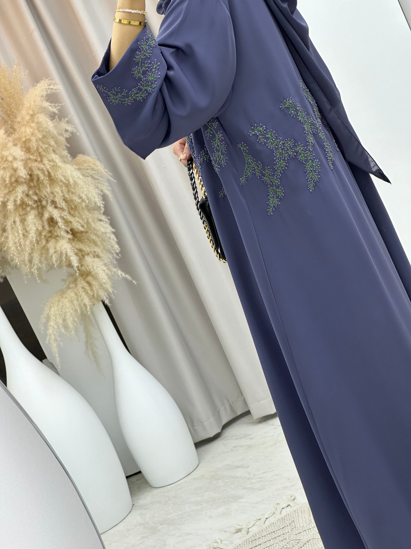 C 0145 Dark Purple Embroidery Abaya