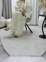 C 1289-04 Warm White Beaded Dantel Abaya