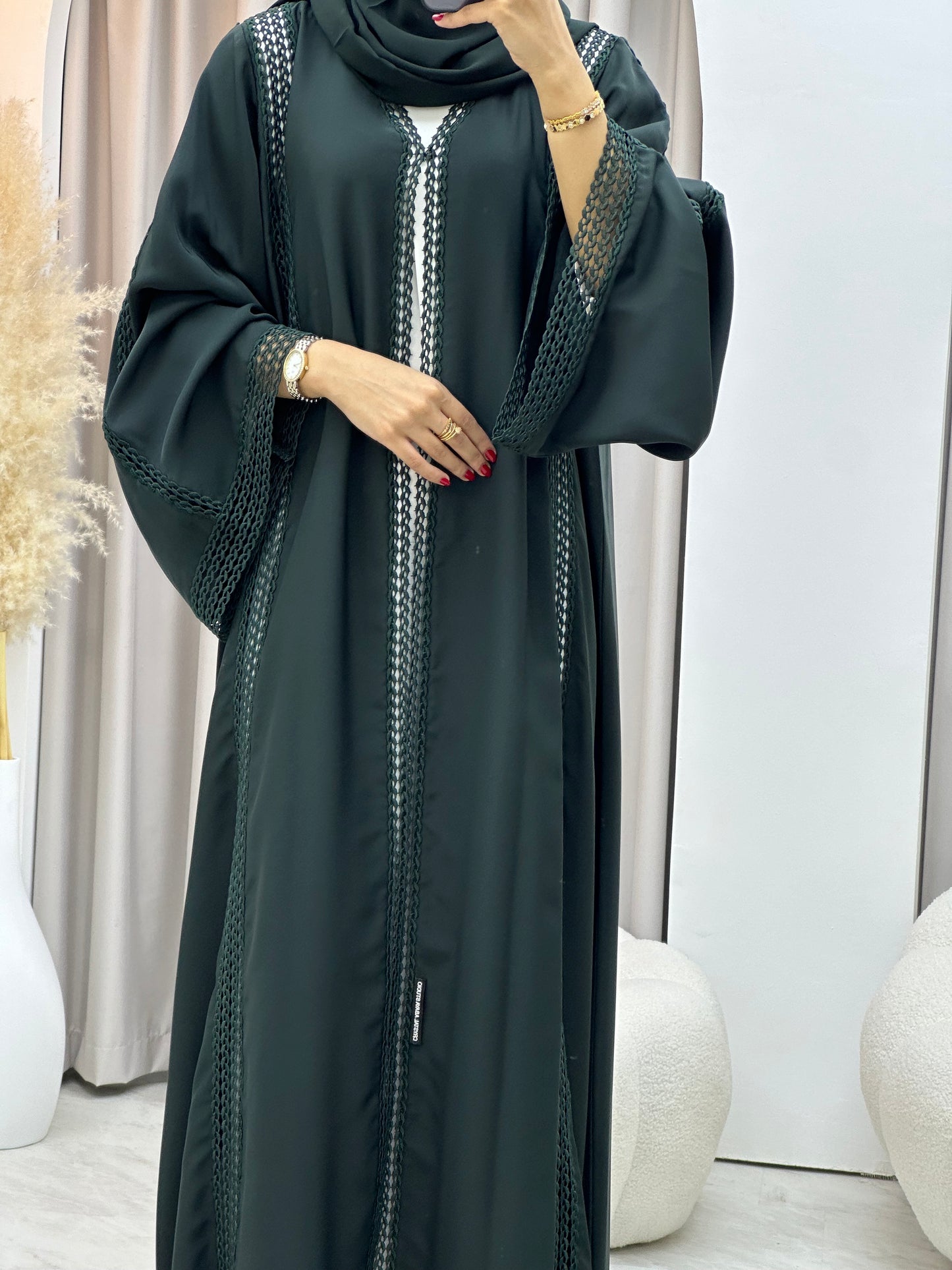 C 0328-02 Green Lace Abaya