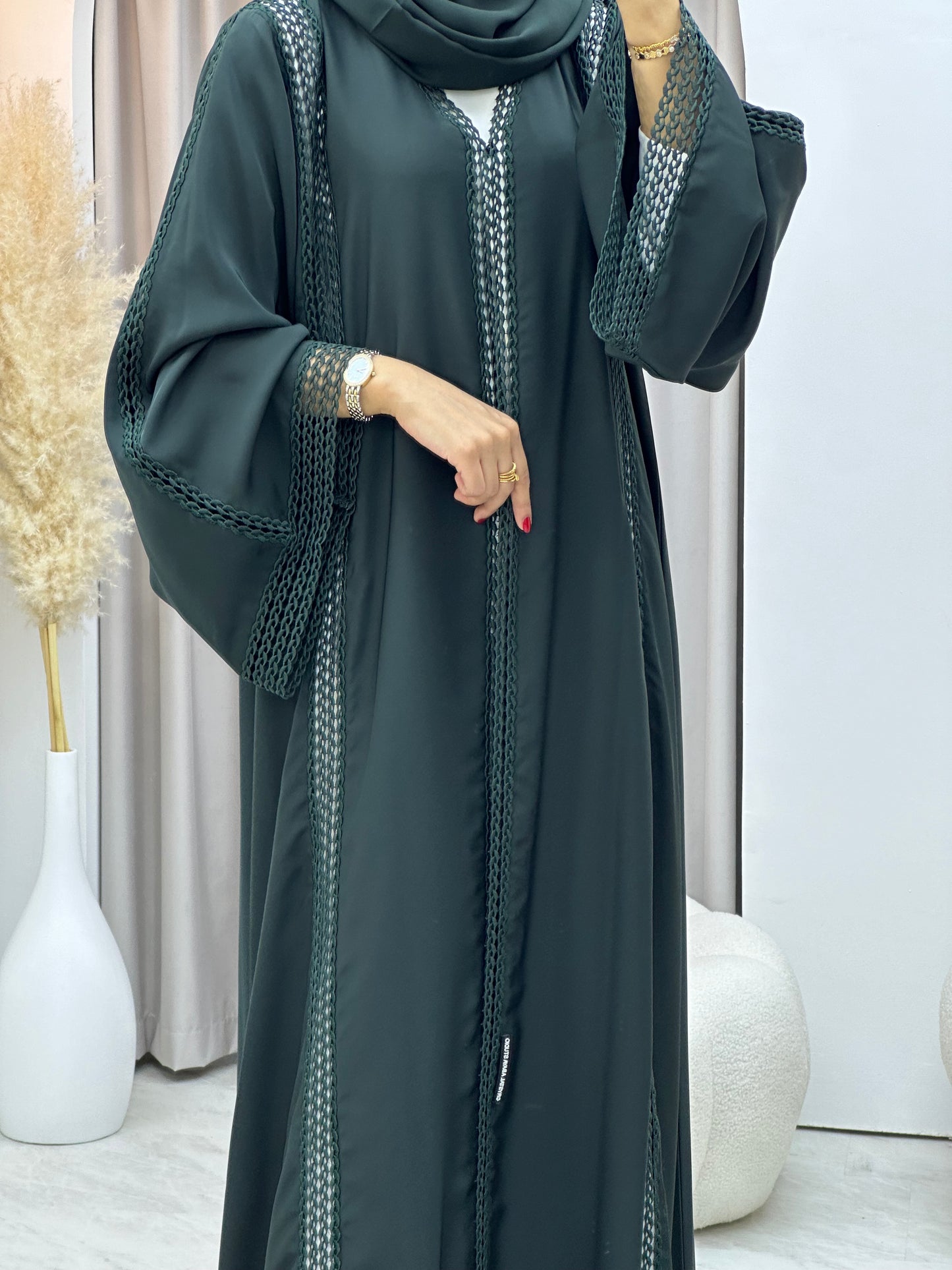 C 0328-02 Green Lace Abaya